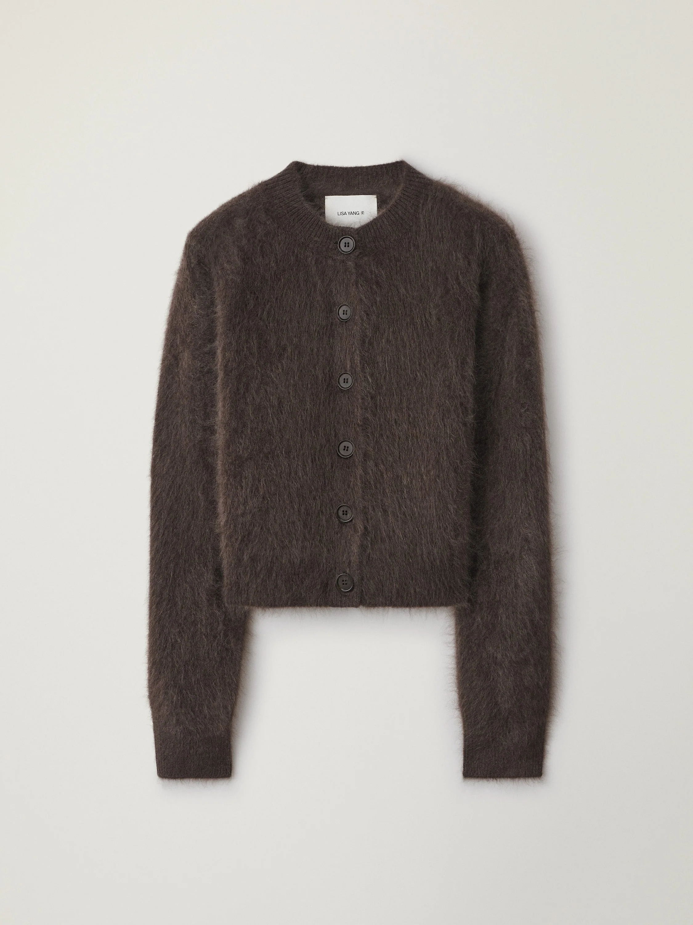 LISA YANG Azalea Brushed Cashmere Cardigan in Wood