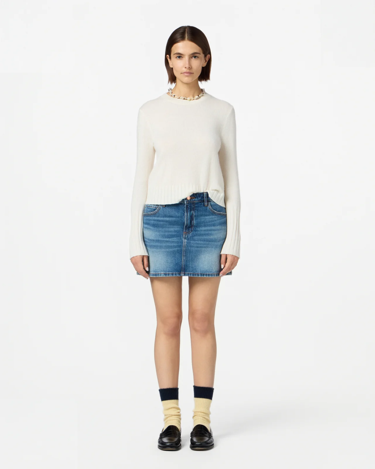 GUEST IN RESIDENCE Shrunken Crewneck Sweater in Cream