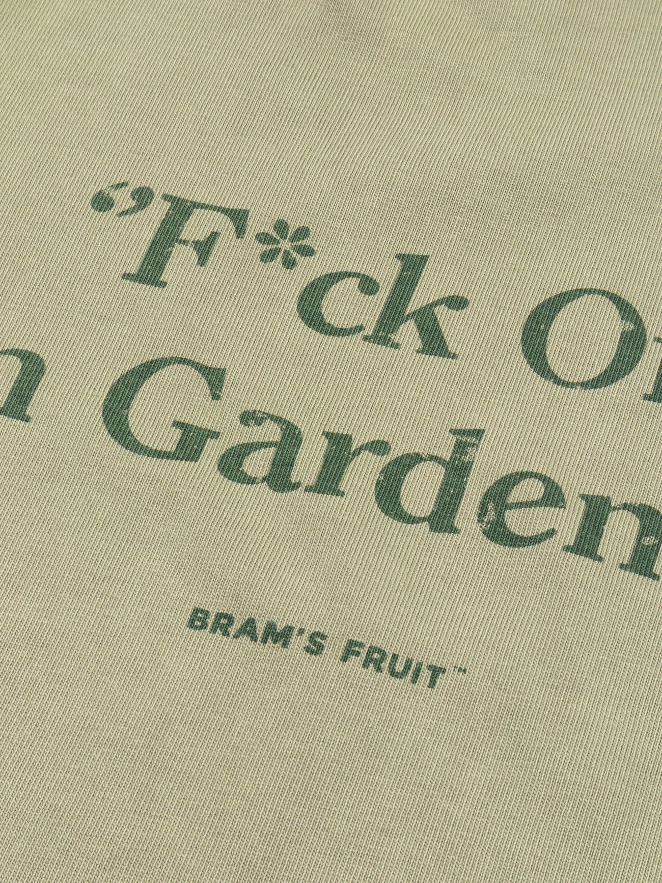 BRAM'S FRUIT ''F*ck Off'' Distressed T-Shirt in Washed Olive Green