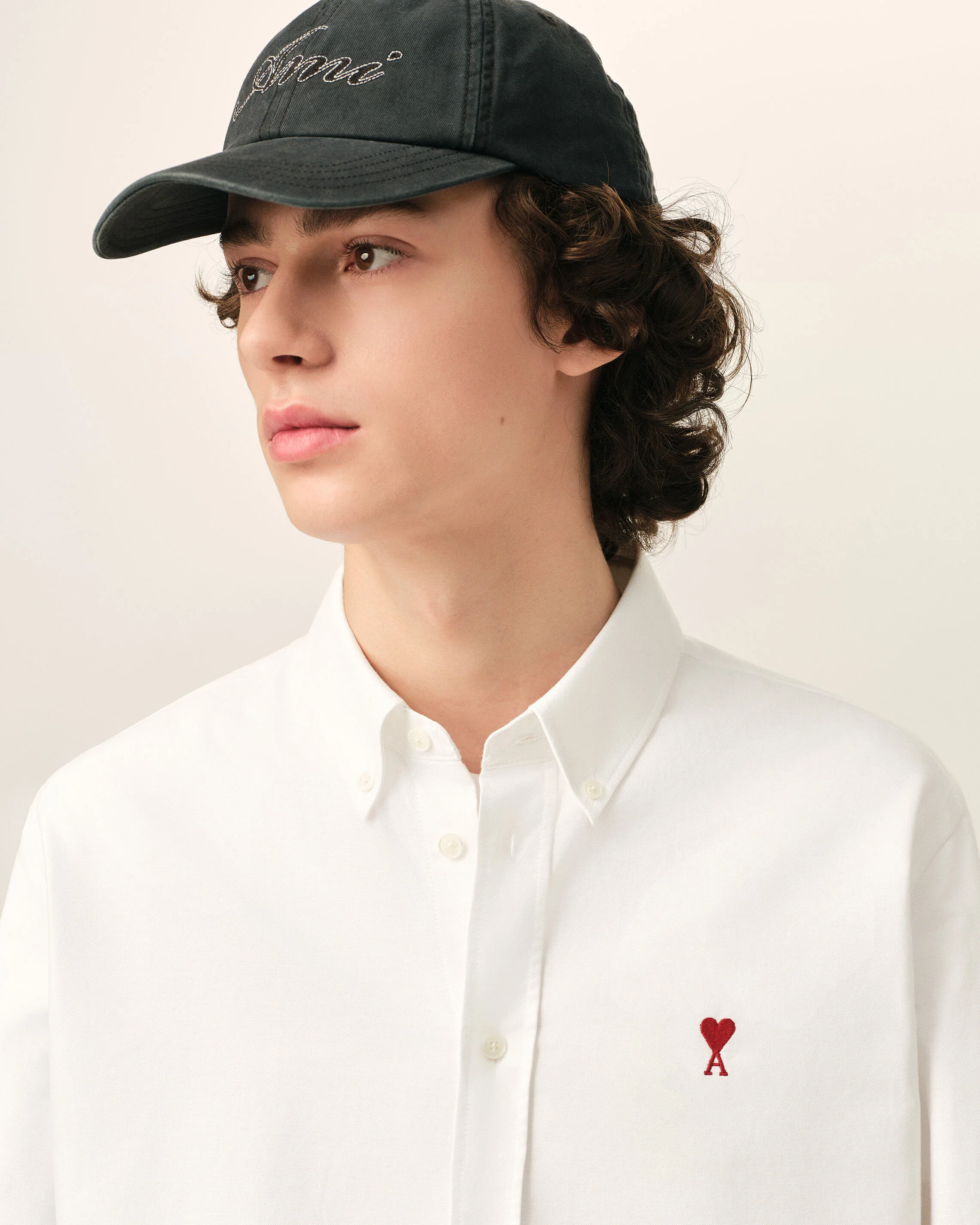 AMI PARIS Classic Fit Oxford Shirt in Natural White