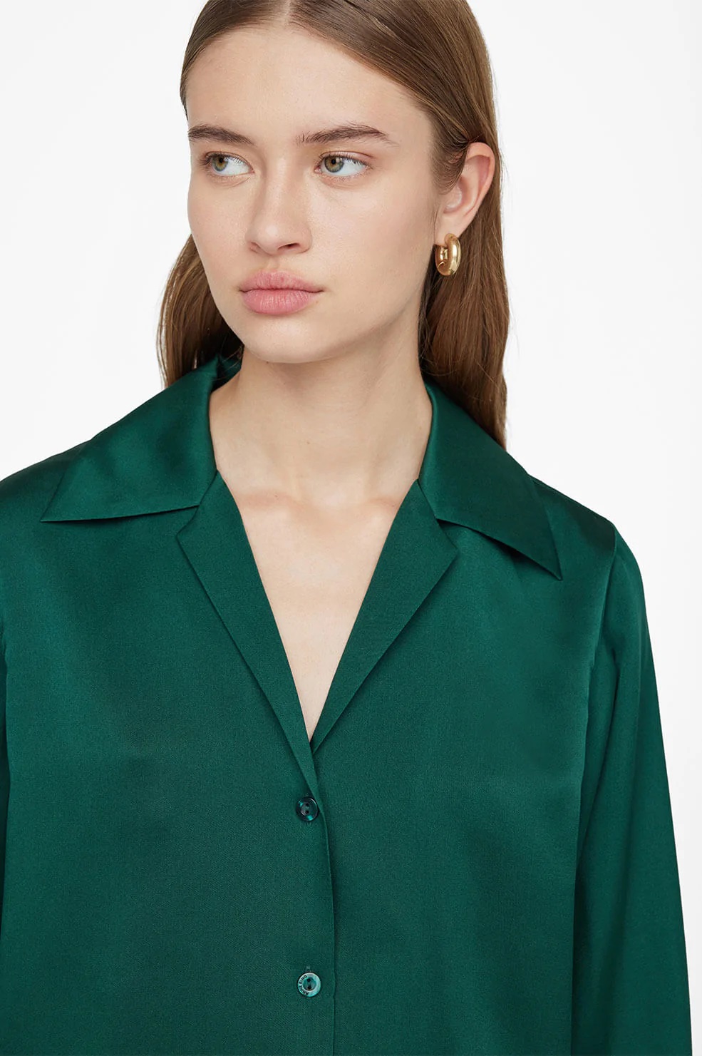 Anine Bing Mylah Shirt in Emerald Green