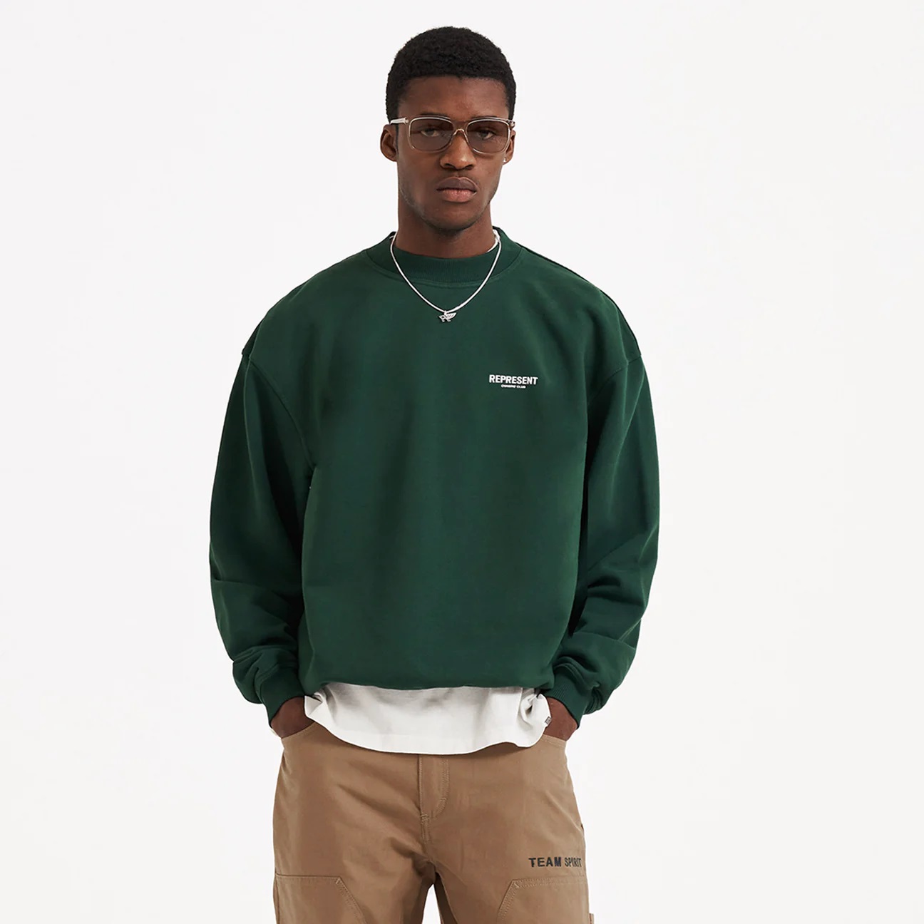 REPRESENT Owners Club Sweater in Racing Green XL