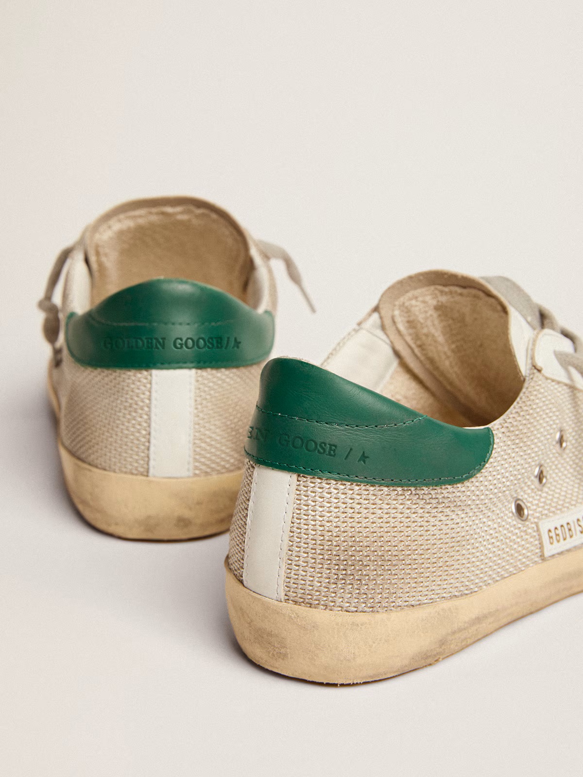 GOLDEN GOOSE Super-Star Net Grey Suede Star Green Heel