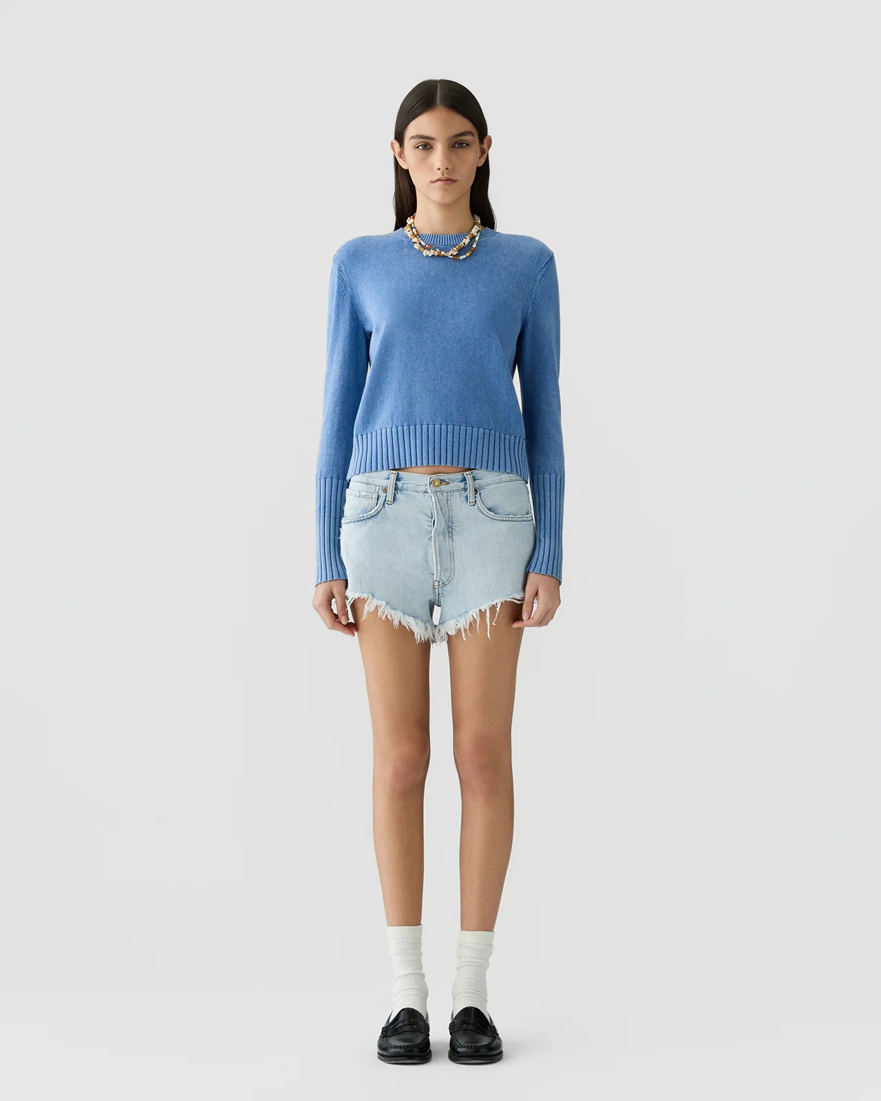 GUEST IN RESIDENCE Shrunken Crew Sweater Sunwash Blue