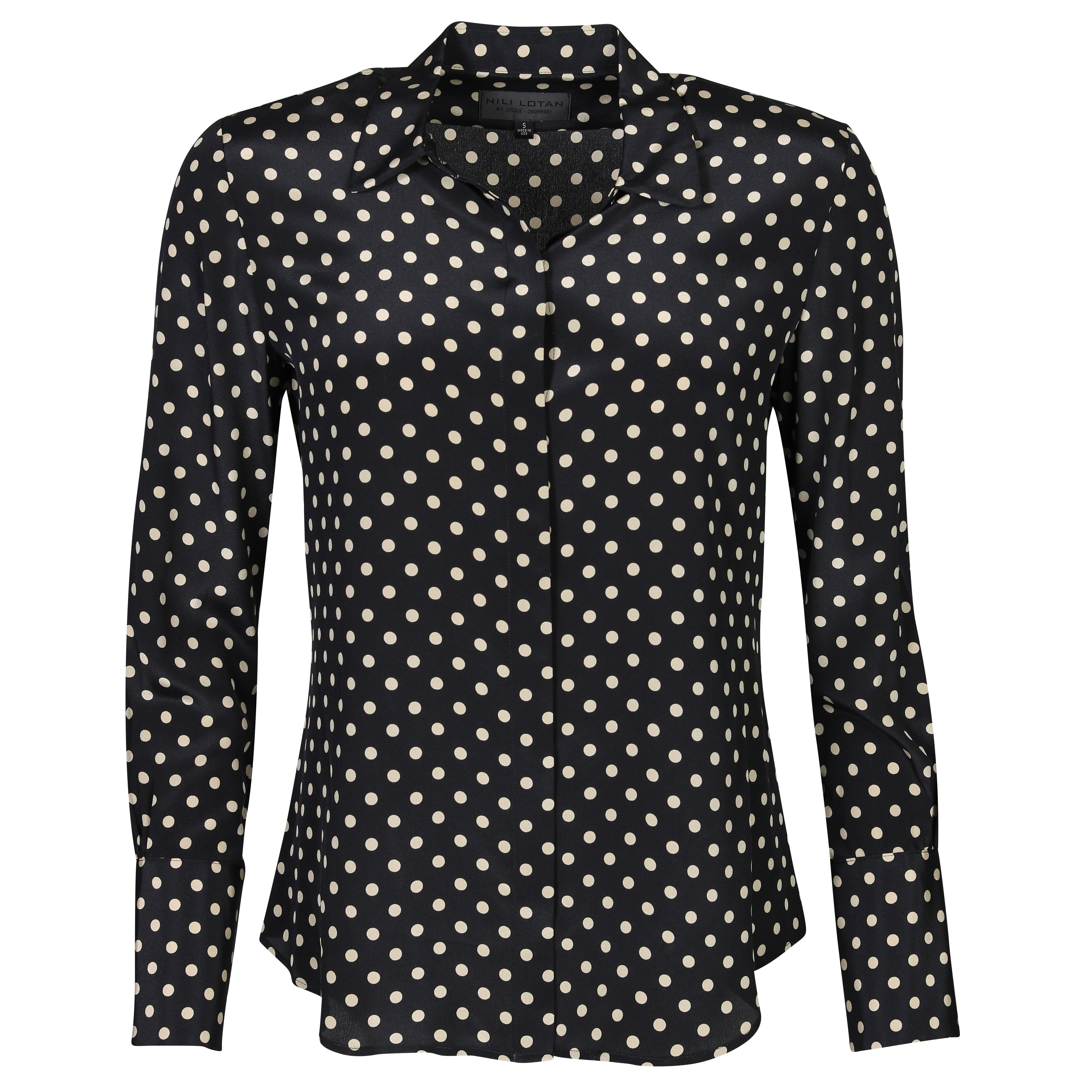 NILI LOTAN Lleida Shirt in Black Ivory Dots