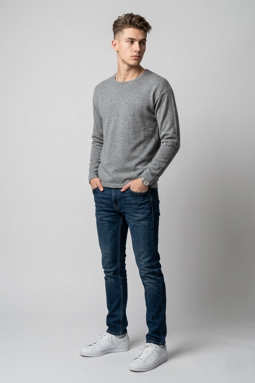 LISA YANG Theodore Cotton/Cashmere Sweater in Grey