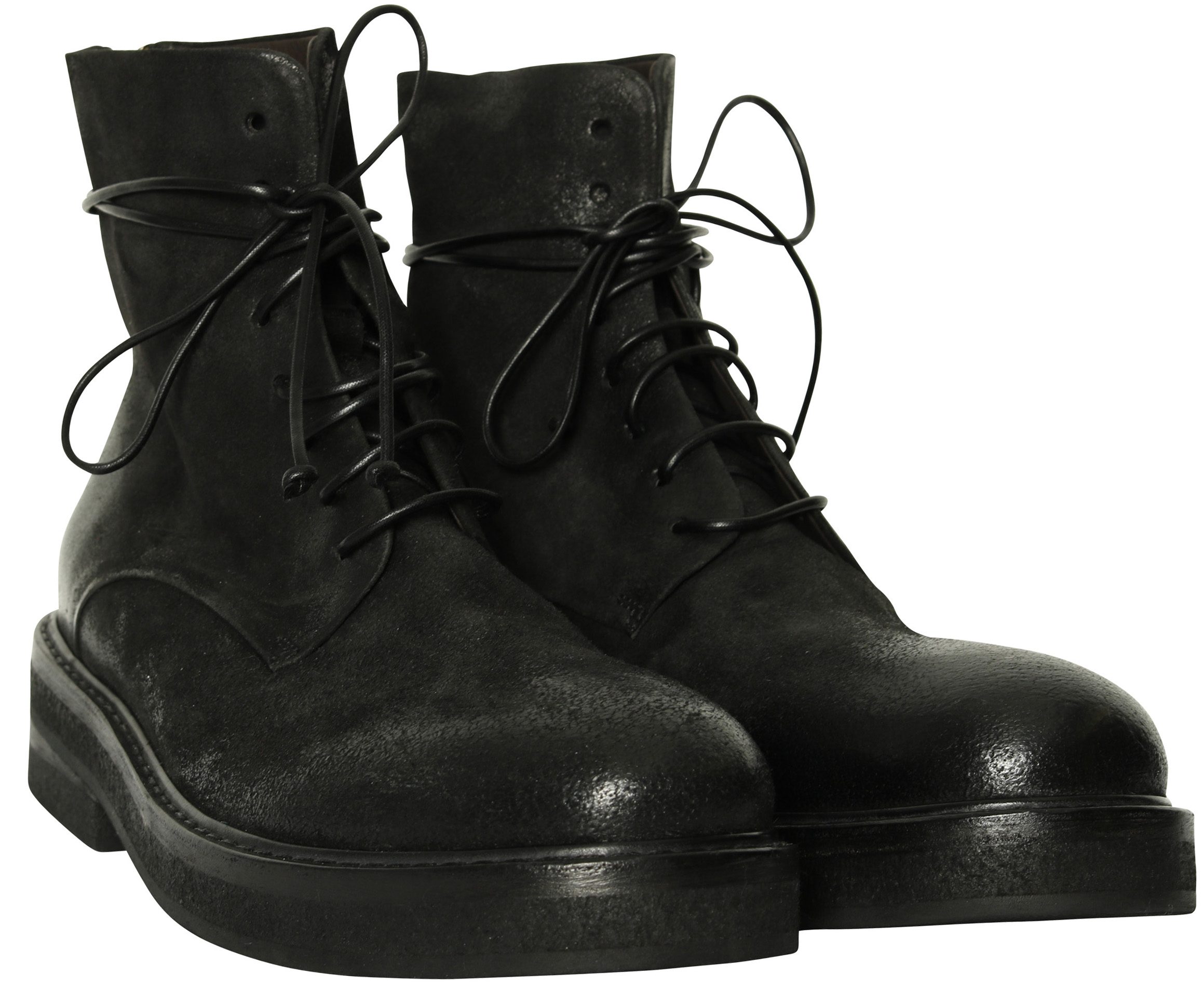 Marsèll Combat Boots Vintage Black Deer Leather