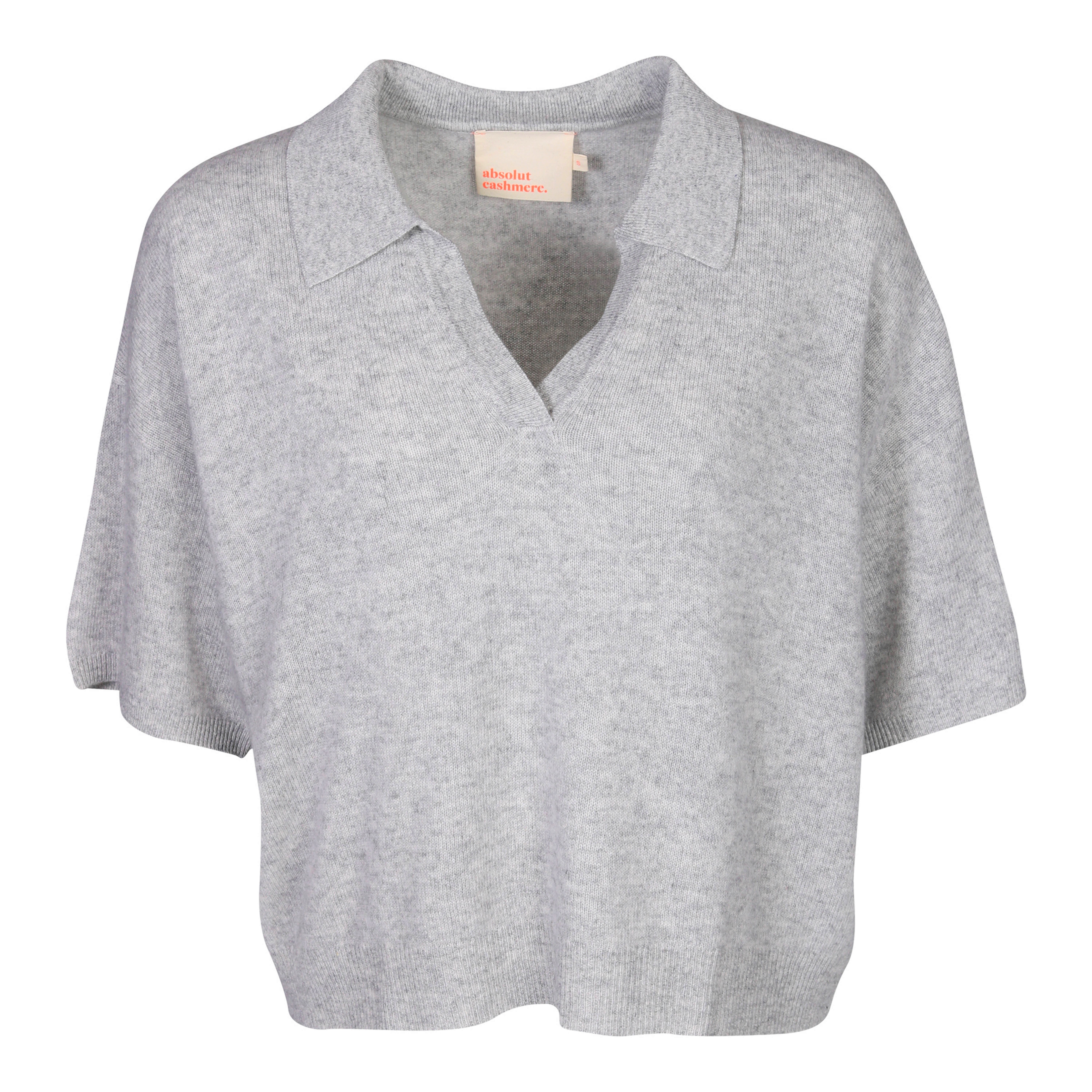 Absolut Cashmere Polo Short Sleeve in Heathergrey