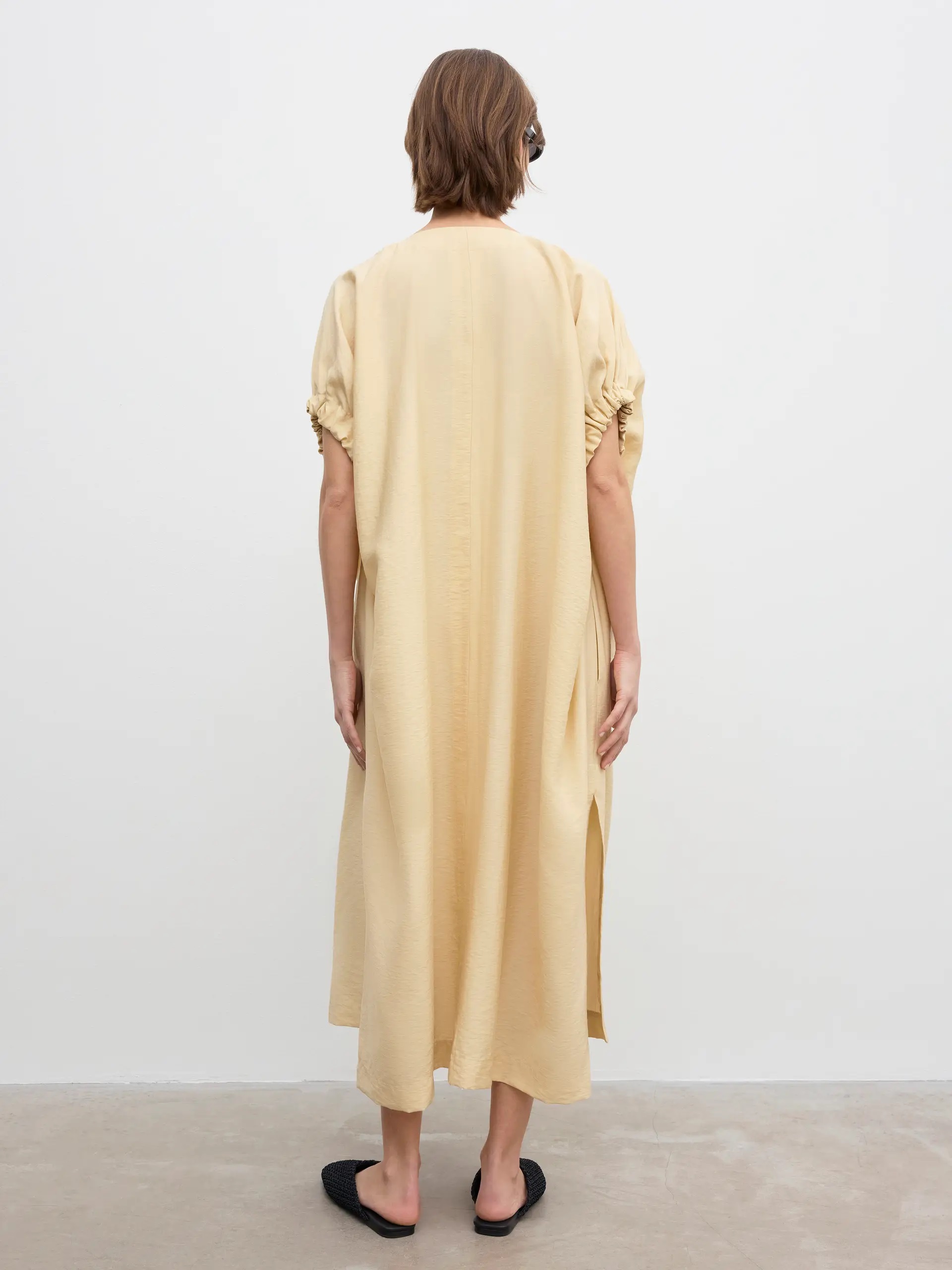 DAGMAR Rouched Dress in Desert Sand DAGMAR Rouched Dress in Desert Sand