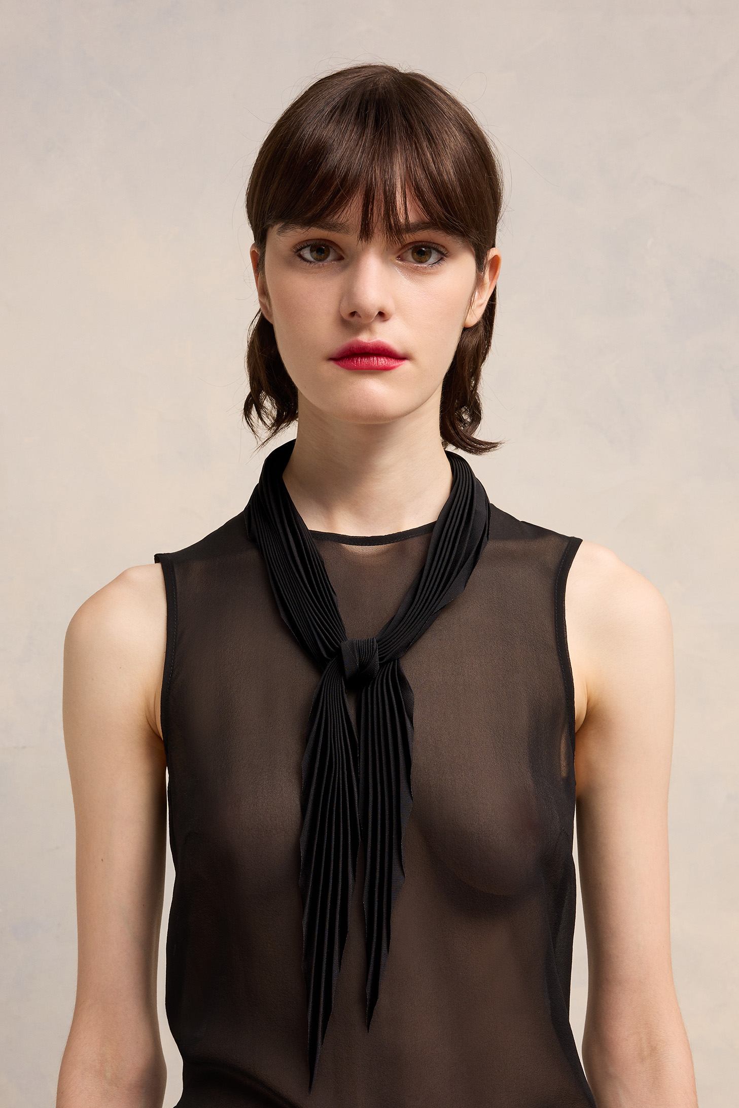 AMI PARIS Pleated Diamond Shaped Scarf in Black