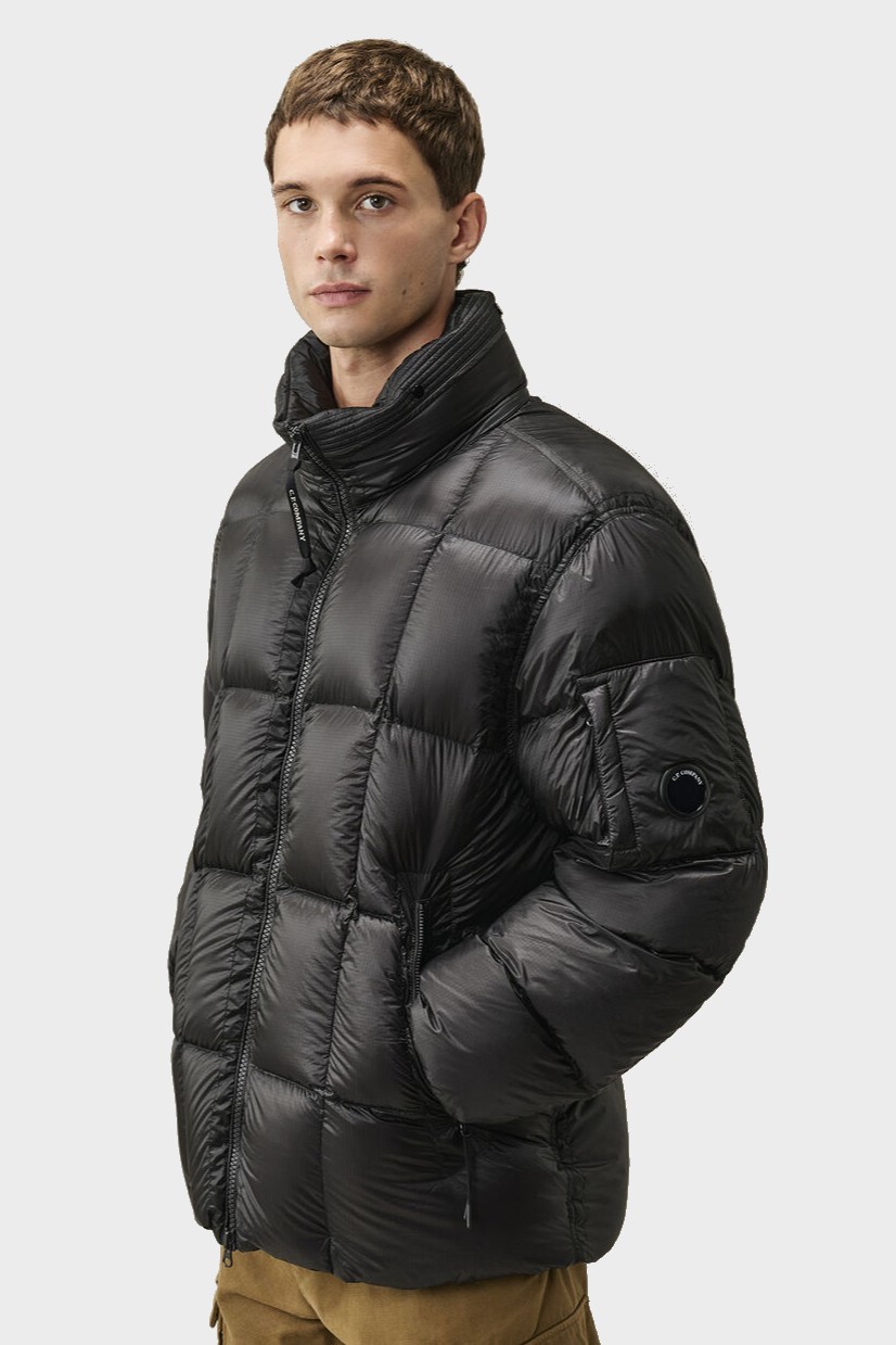 C.P. COMPANY D.D. Shell Lens Hooded Down Jacket in Black