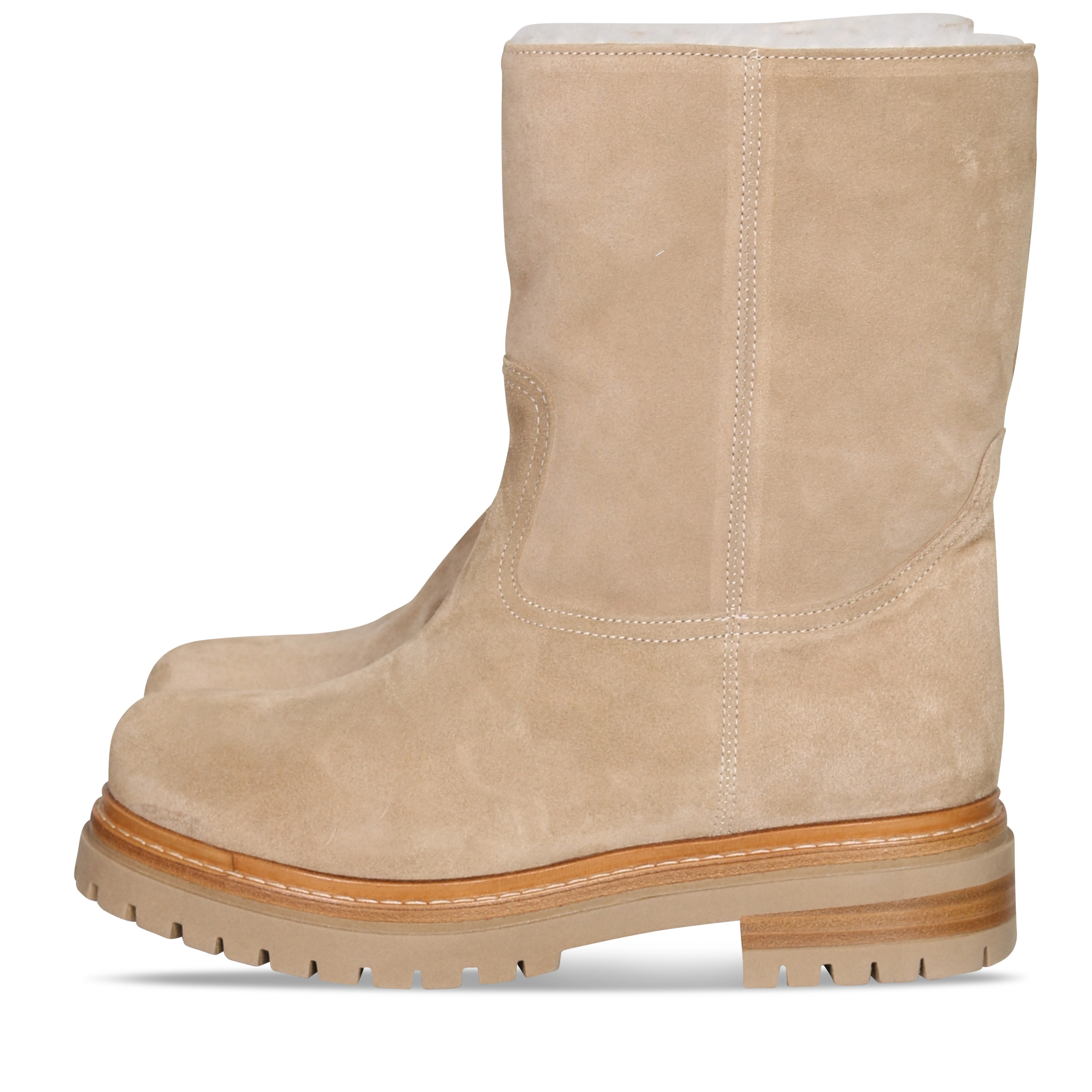 Ennequadro Boots in Beige Suede/Fur