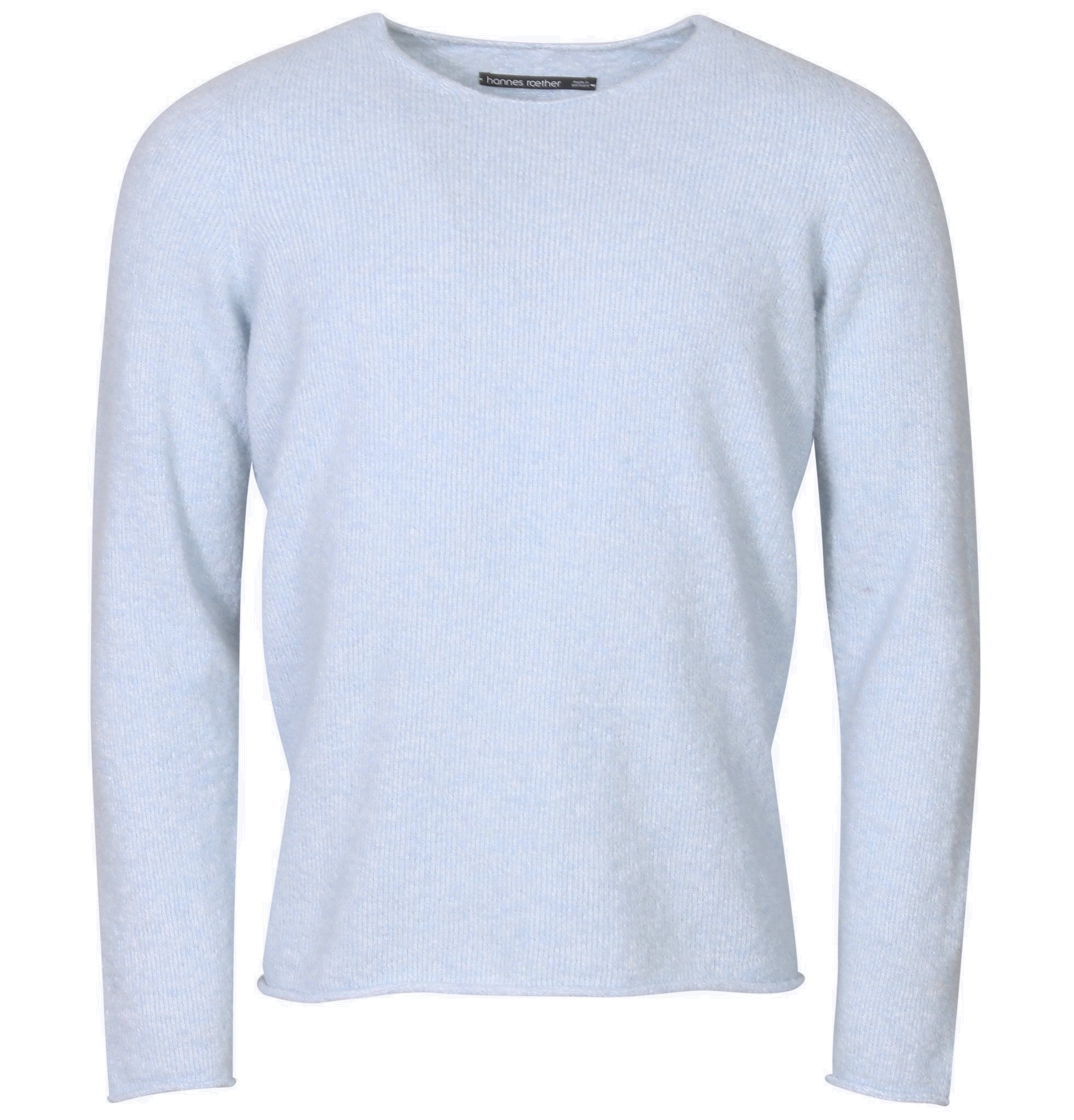 HANNES ROETHER Fluffy Knit Pullover in Light Blue/White