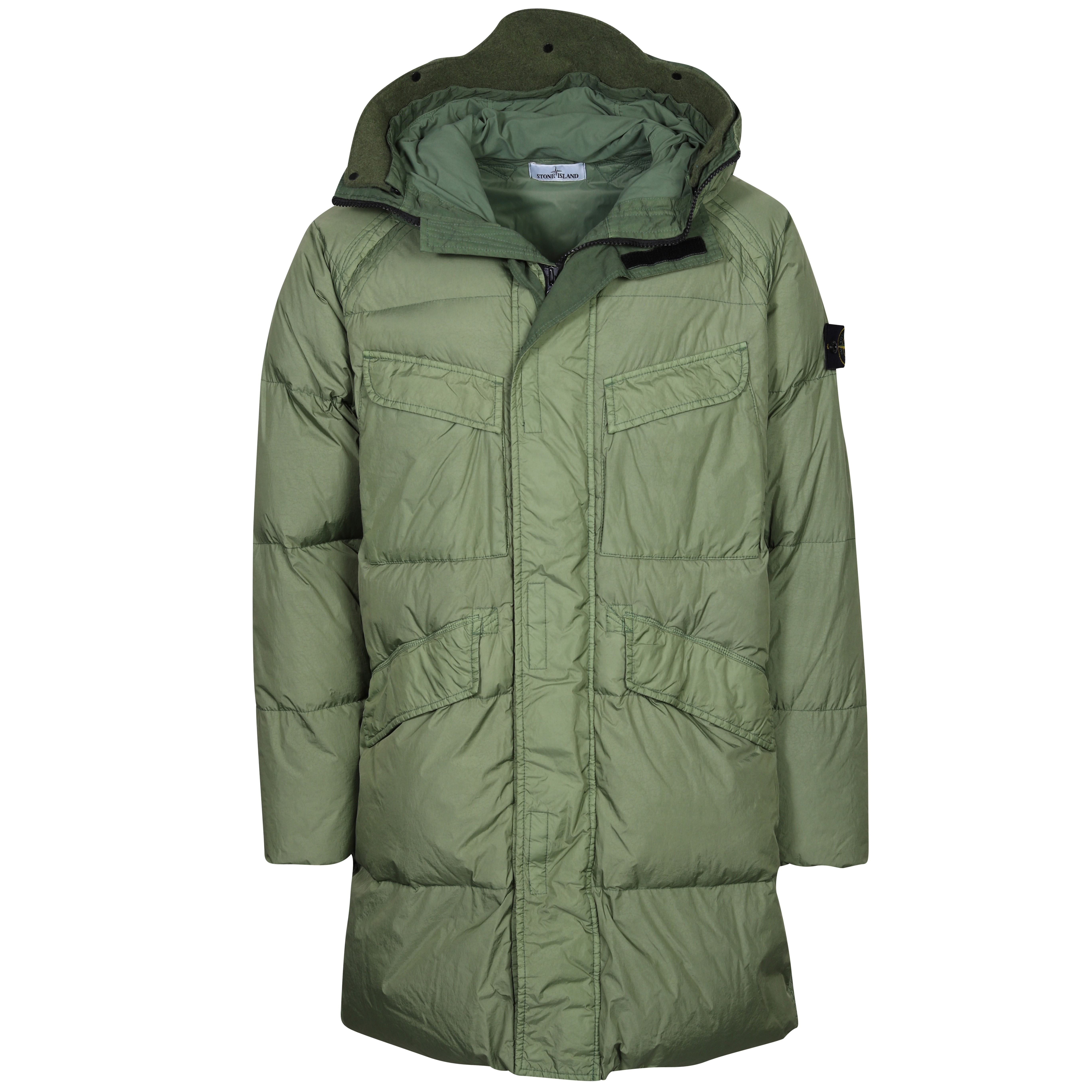 Stone Island Garment Dyed Crincle Reps Ny Down Parka in Olive