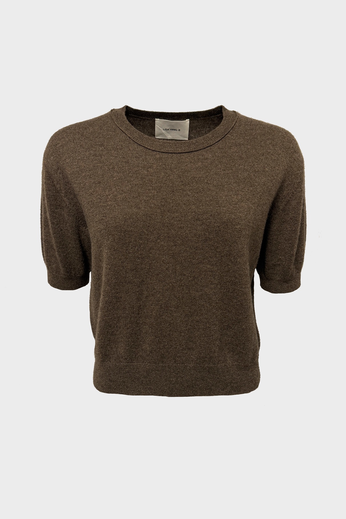 LISA YANG Genevra Cashmere T-Shirt in Dark Truffle