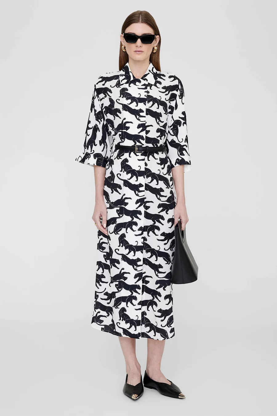 ANINE BING Julia Dress in Panther Print S