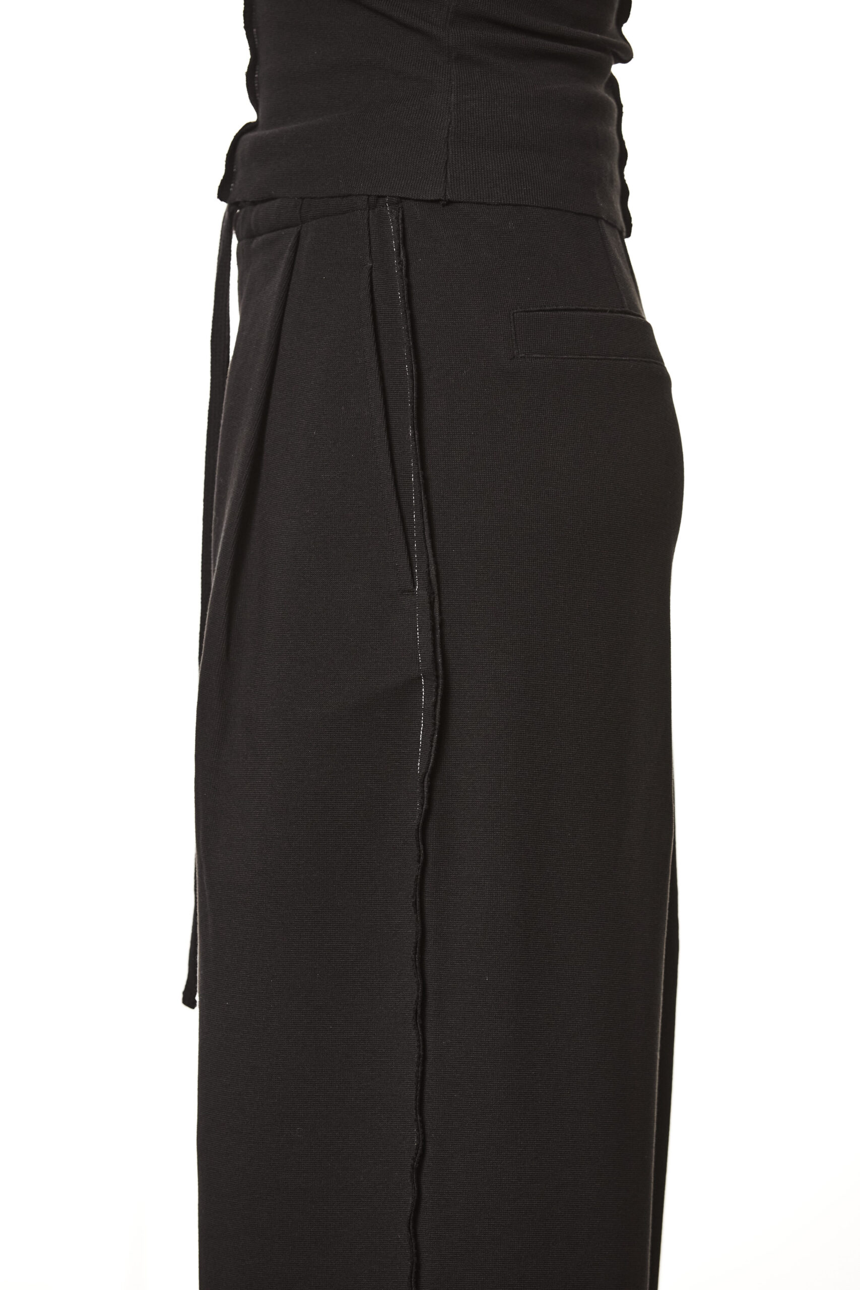 THOM KROM Structured Wide Leg Pant in Black