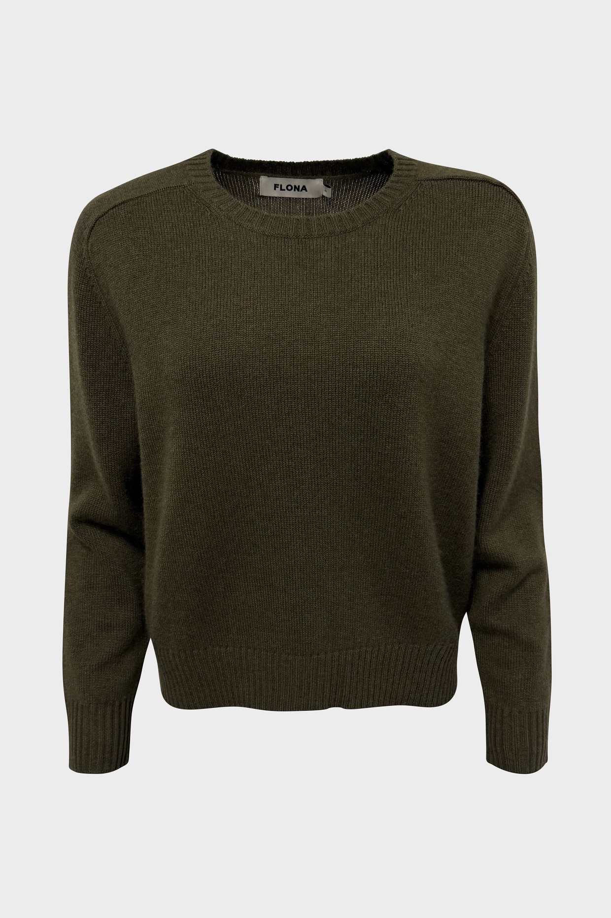 FLONA Cropped Cashmere Sweater in Moss Green
