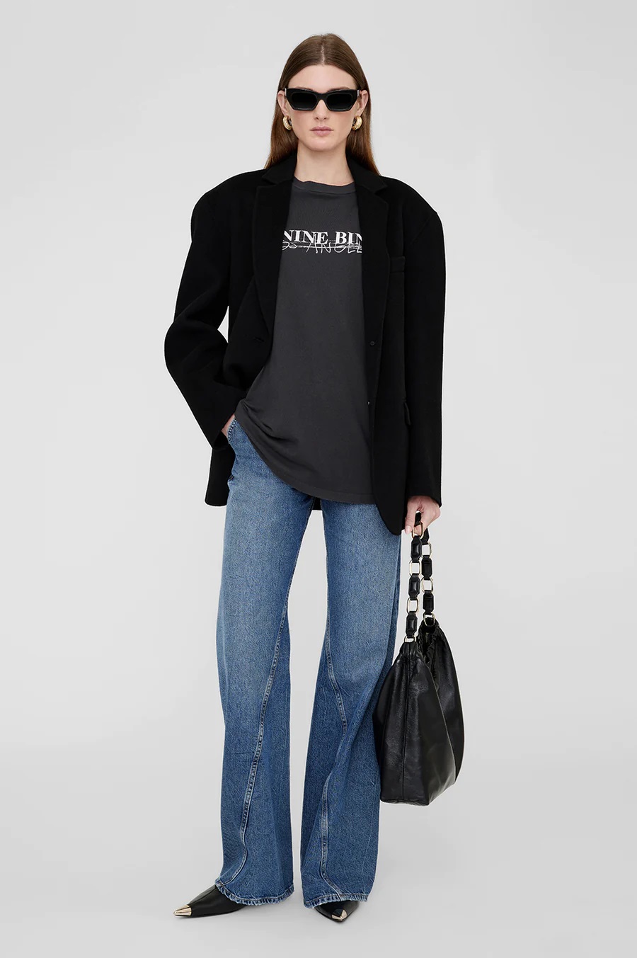 ANINE BING Walker Tee Doodle in Vintage Black L
