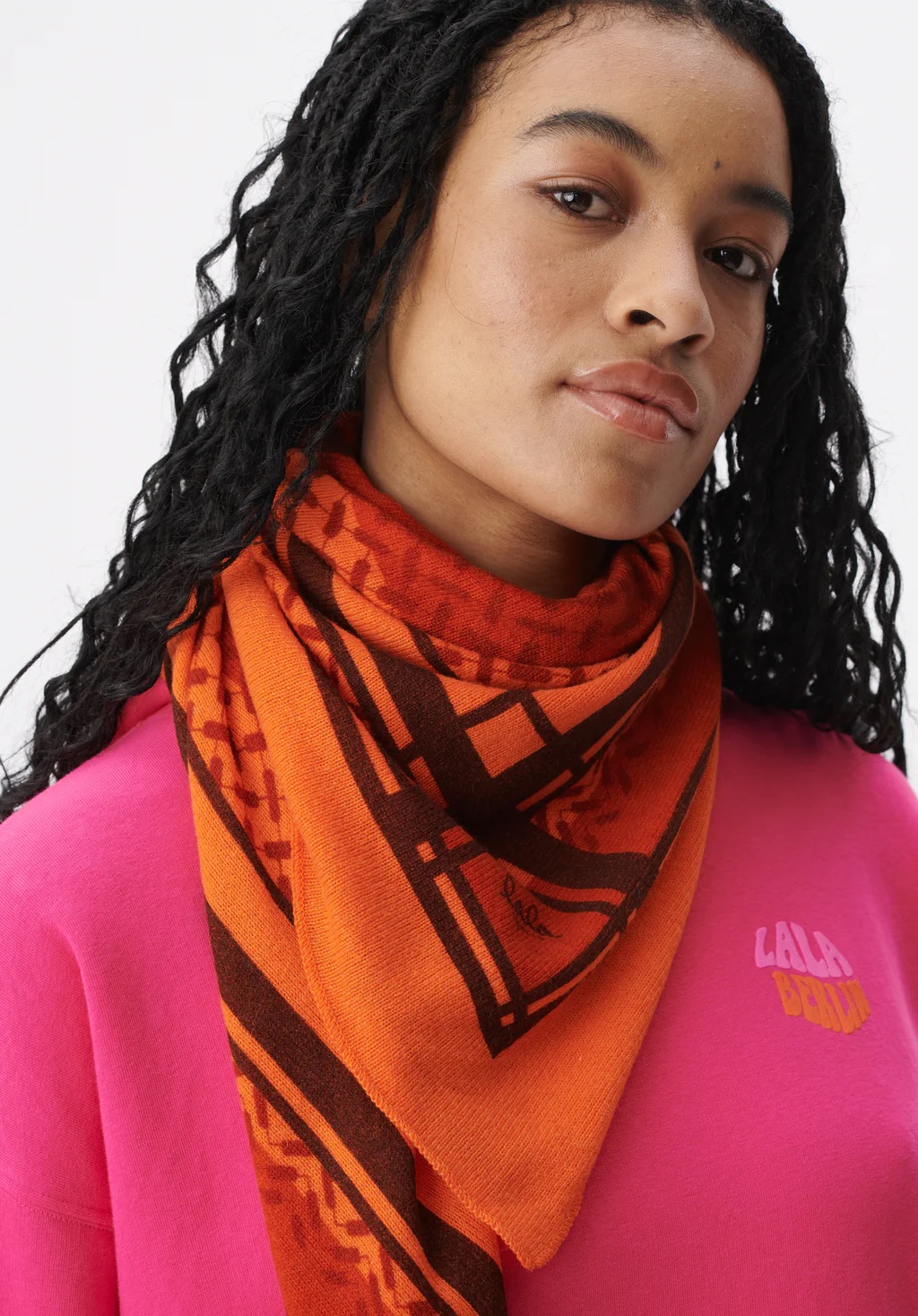 LALA BERLIN Cashmere Scarf Trinity Double Heritage Paprika