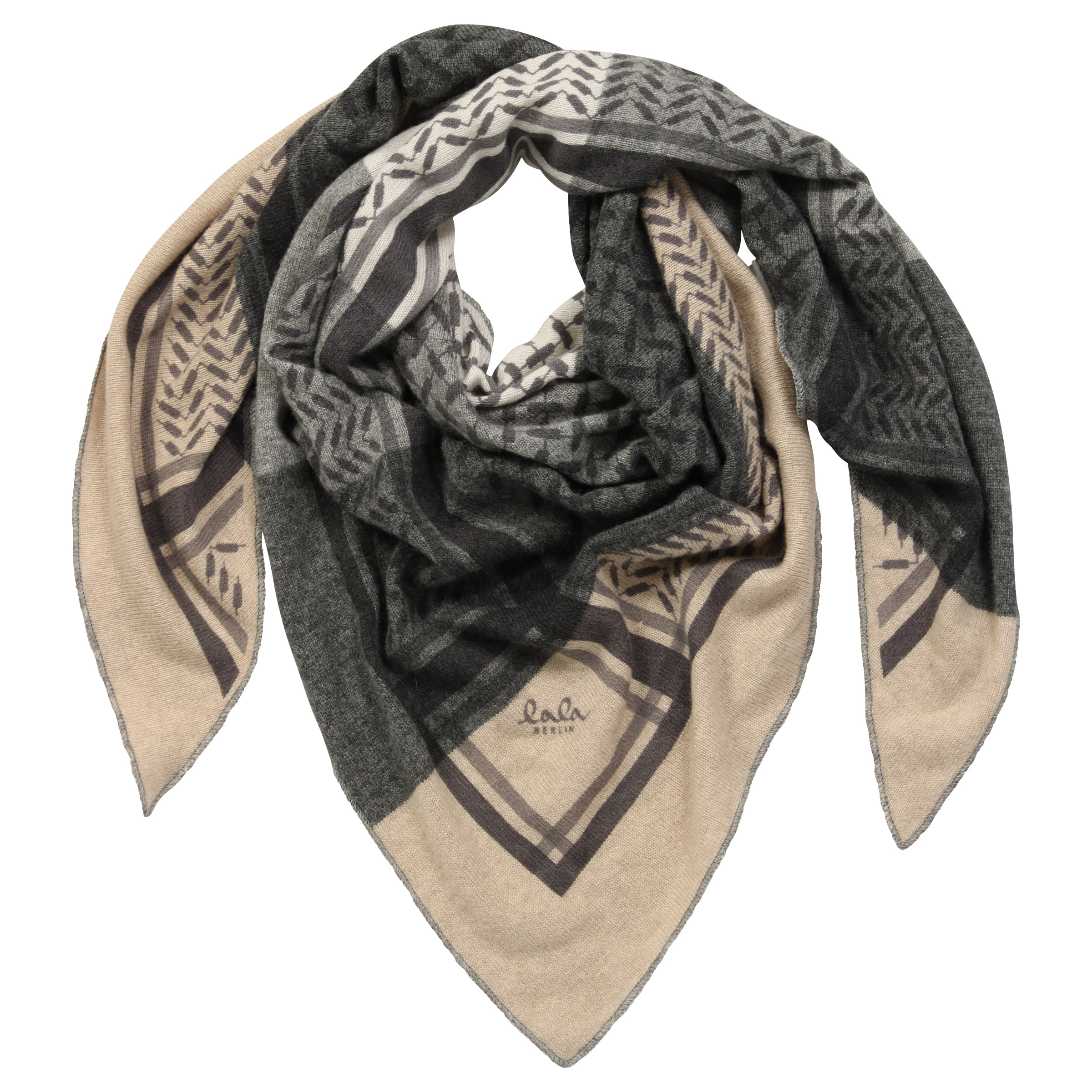 Lala Berlin Cashmere Scarf Medium Triangle Kufiya Multicolour