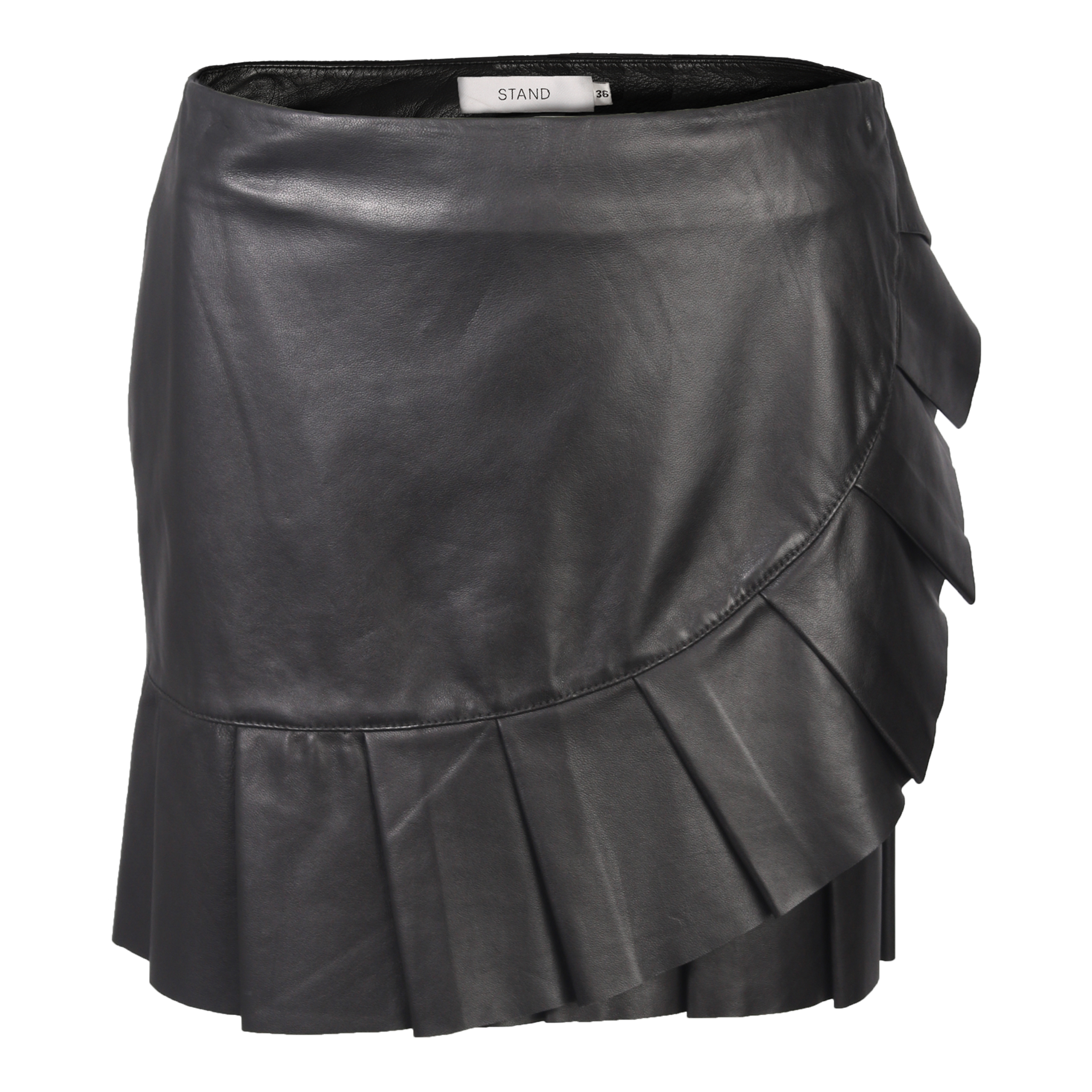 Stand Lederrock Ruffle Clarice schwarz