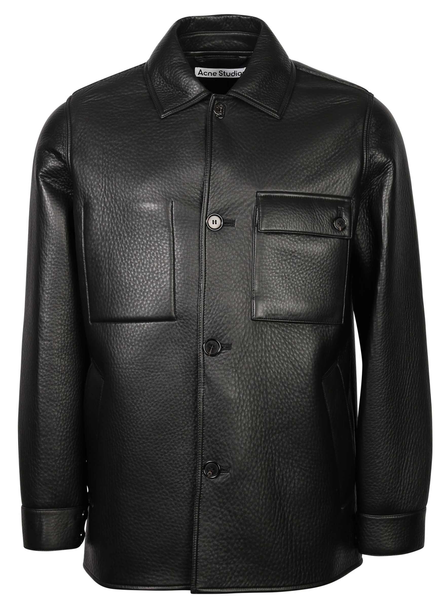 Acne Studios Leather Shirt Jacket Lopris Bond Black