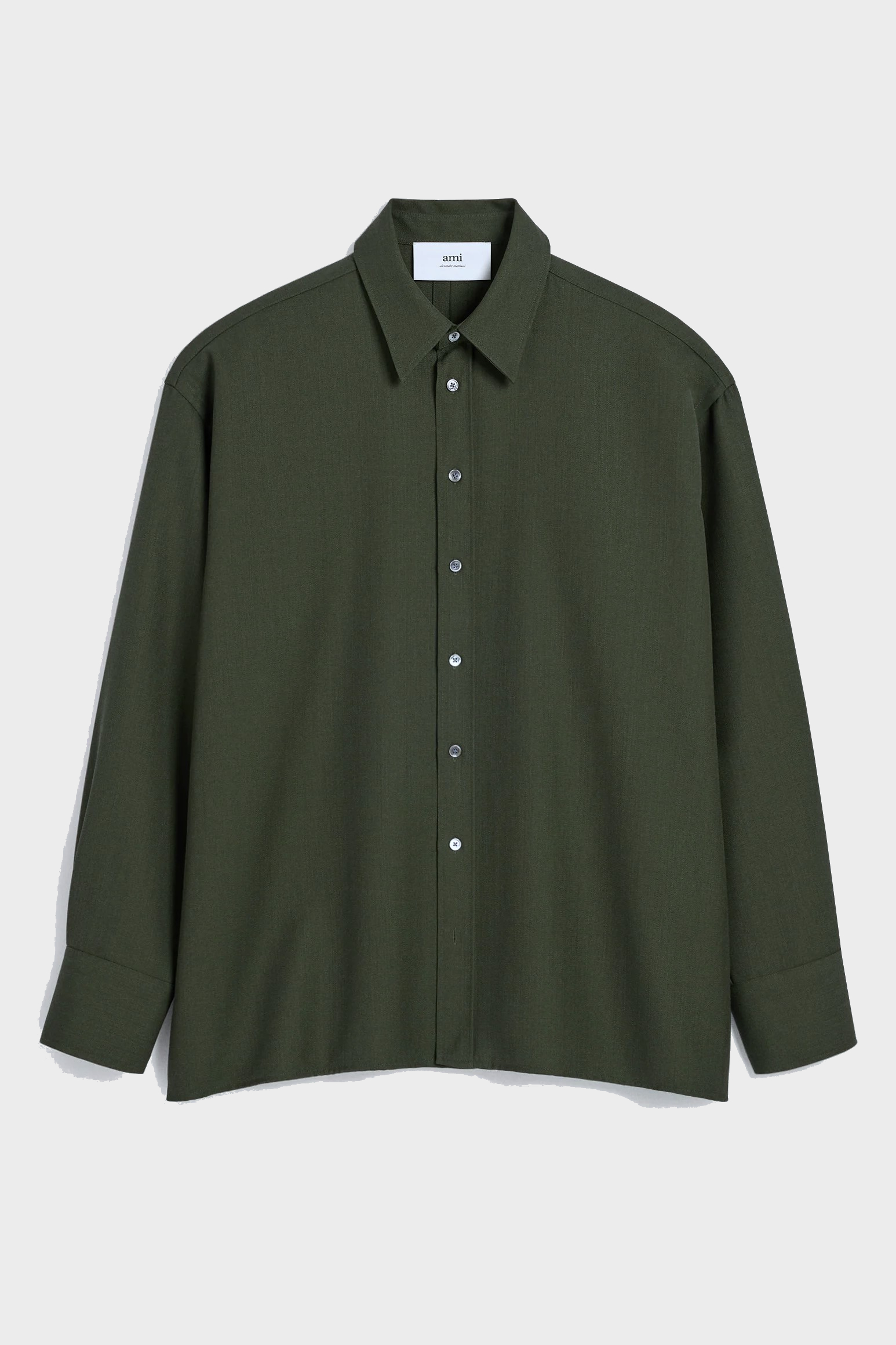 AMI PARIS Back Slit Oversized Shirt in Loden AMI PARIS Back Slit Oversized Shirt in Loden