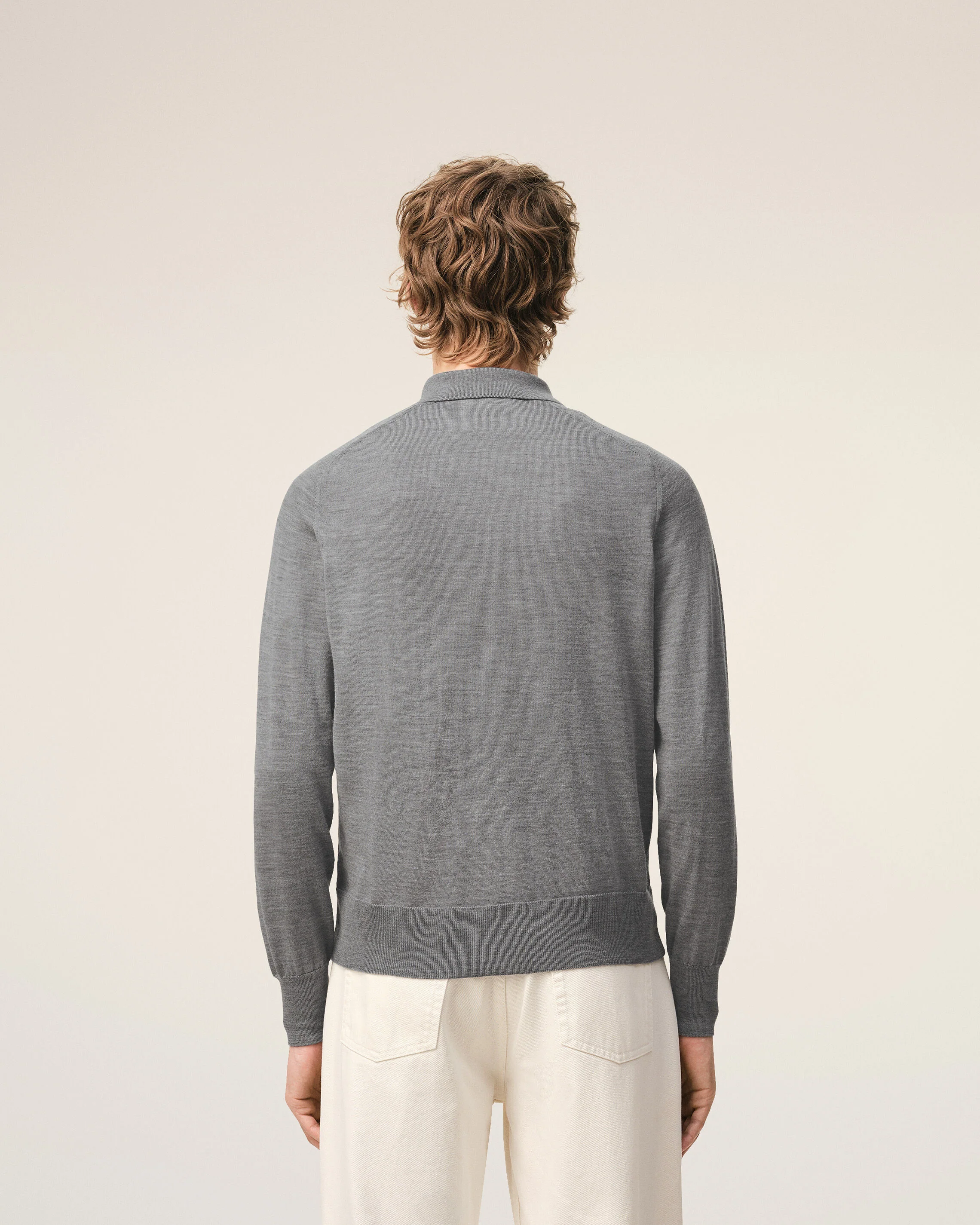 AMI PARIS de Coeur Extrafine Knit Collar Cardigan in Heather Grey