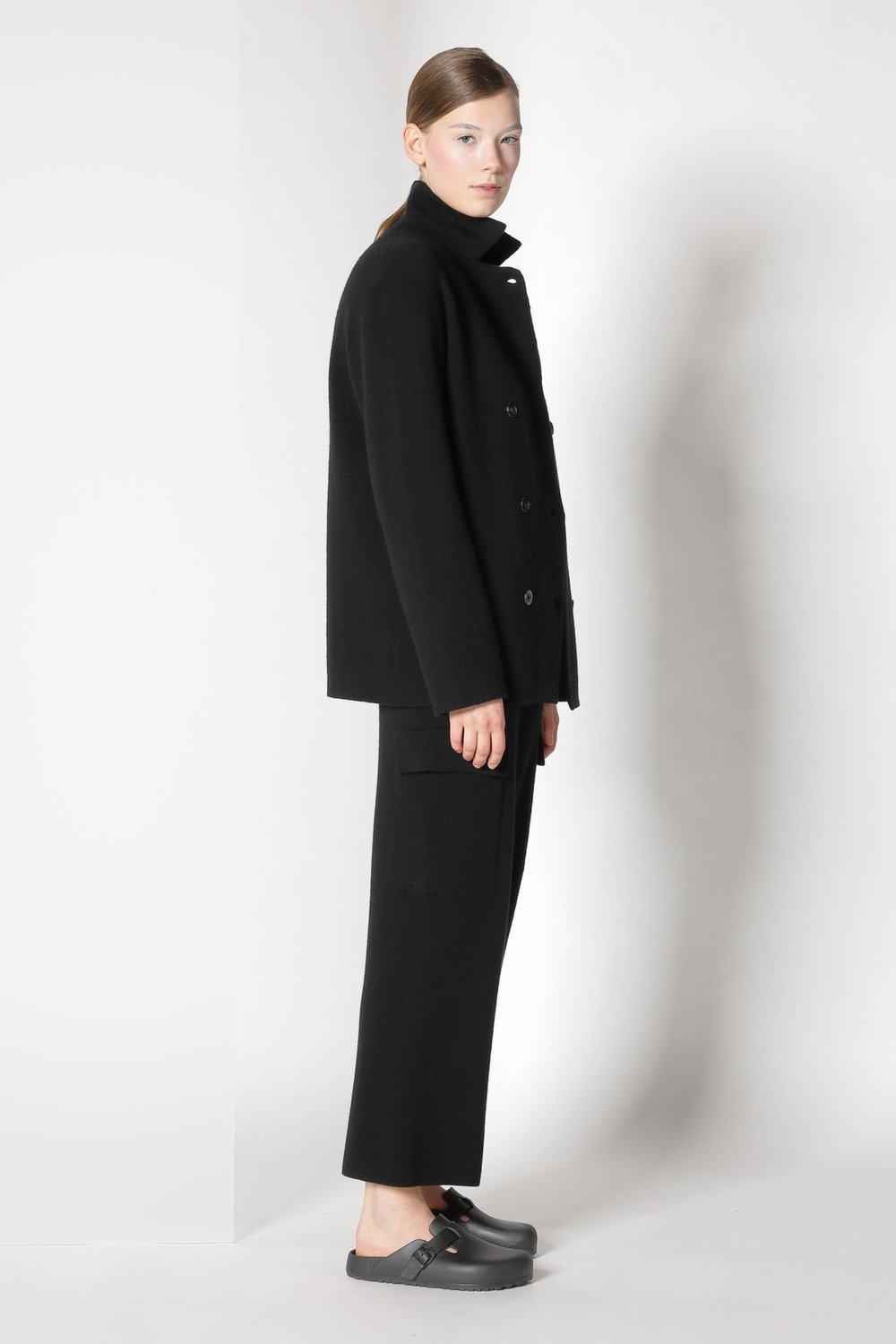 SMINFINITY Doubleface Caban Jacket in Black XS