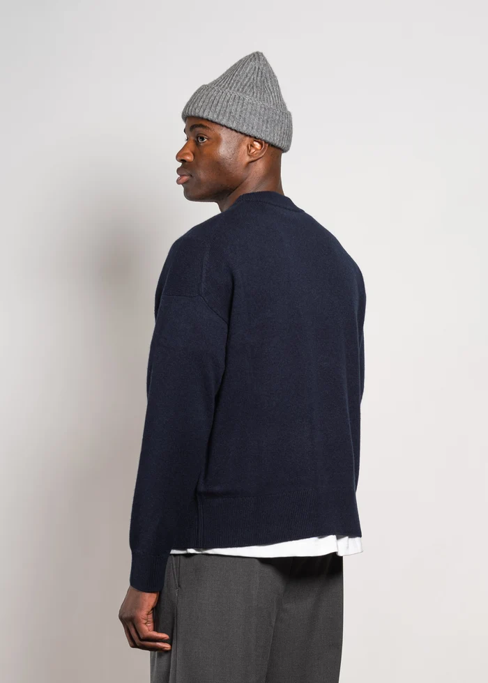YACAIA Oversize Merino/Cashmere Sweater in Navy