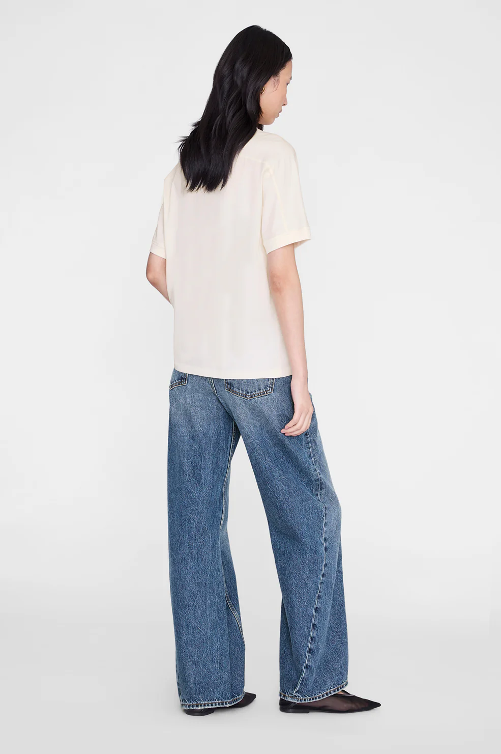 ANINE BING Jaylin Tee Collegiate in Cream