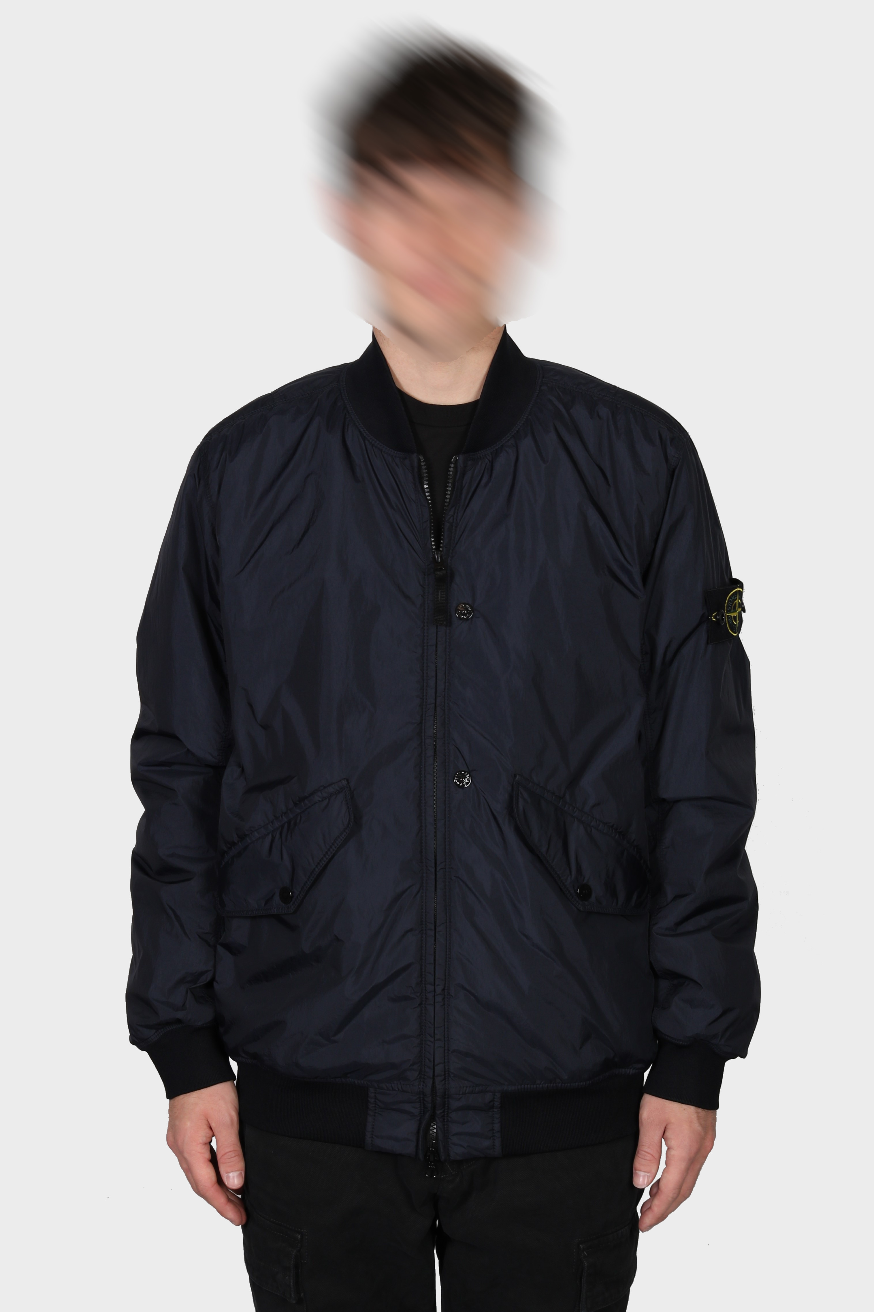 STONE ISLAND Garment Dyed Crinkle Reps Bomber Jacket in Navy 3XL