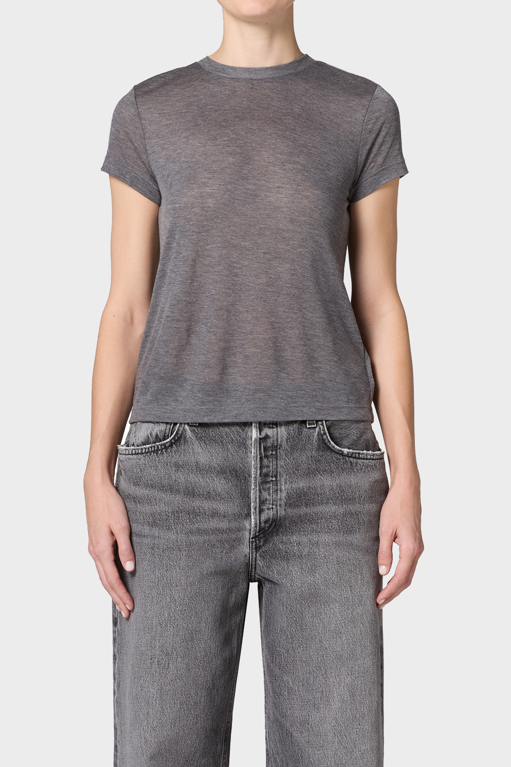 AGOLDE Adine Tencel Tee in Heathergrey