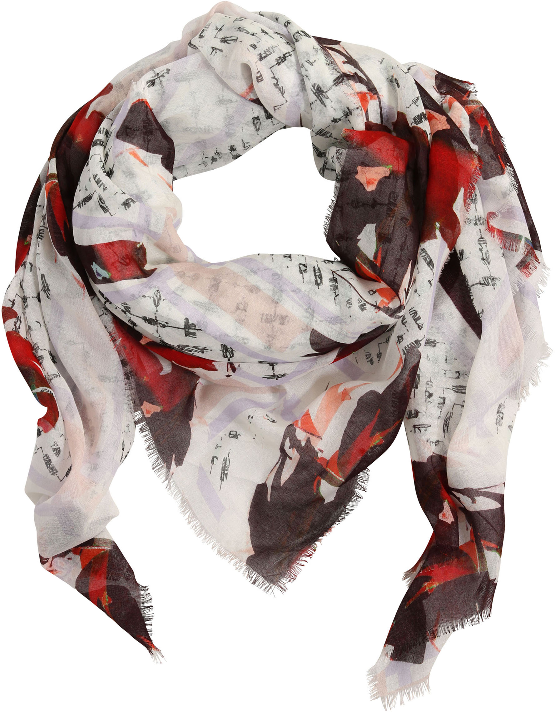 Lala Berlin Cube Scarf Bloom Large Flower Watermelon