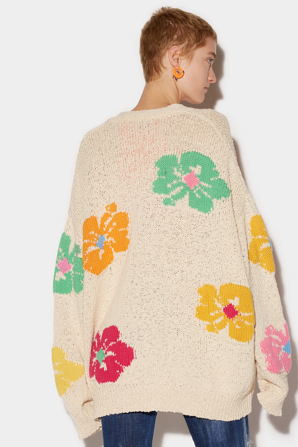 DSQUARED2 Hybiscus Oversize Cardigan in Sand