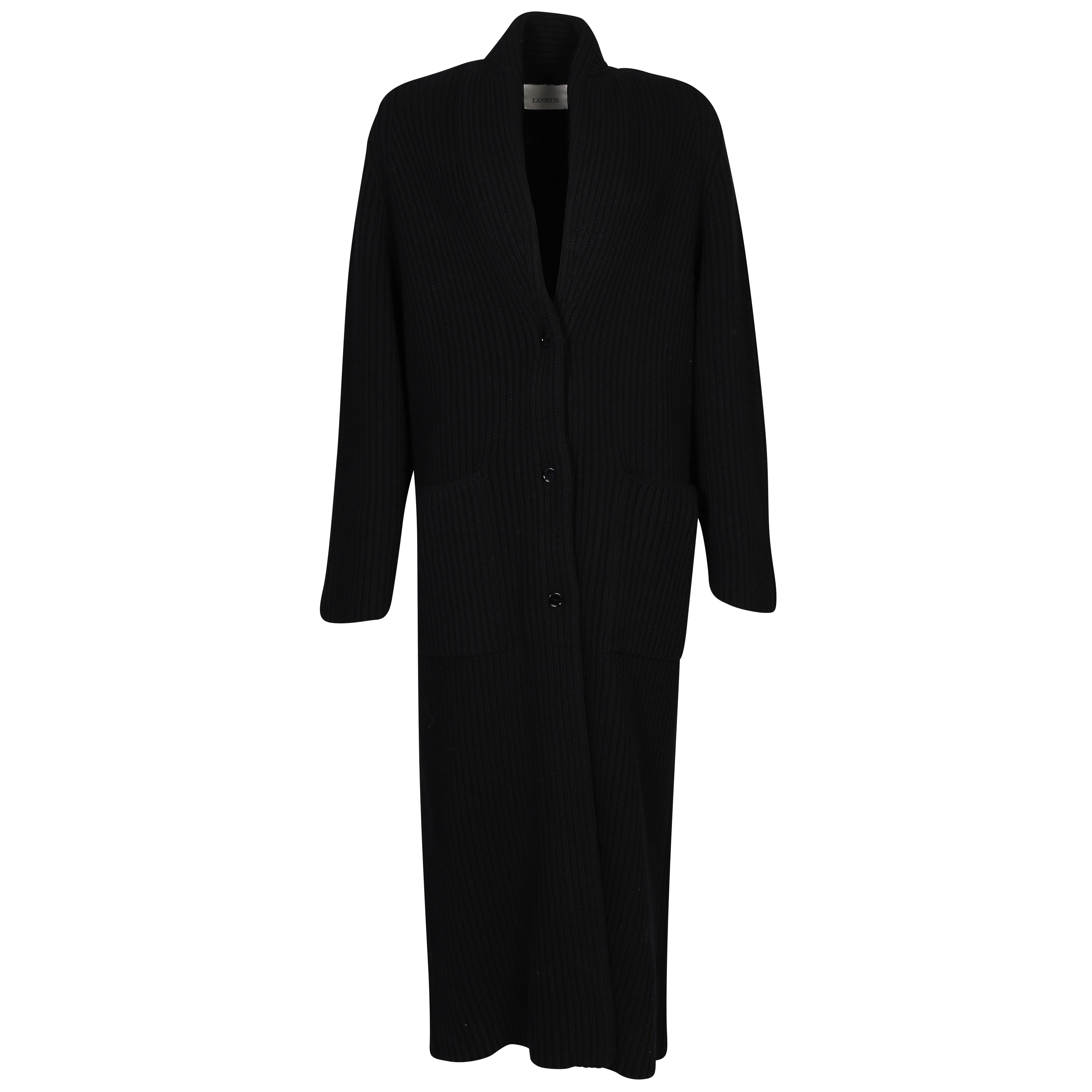 Laneus Oversize Long Knit Coat in Black