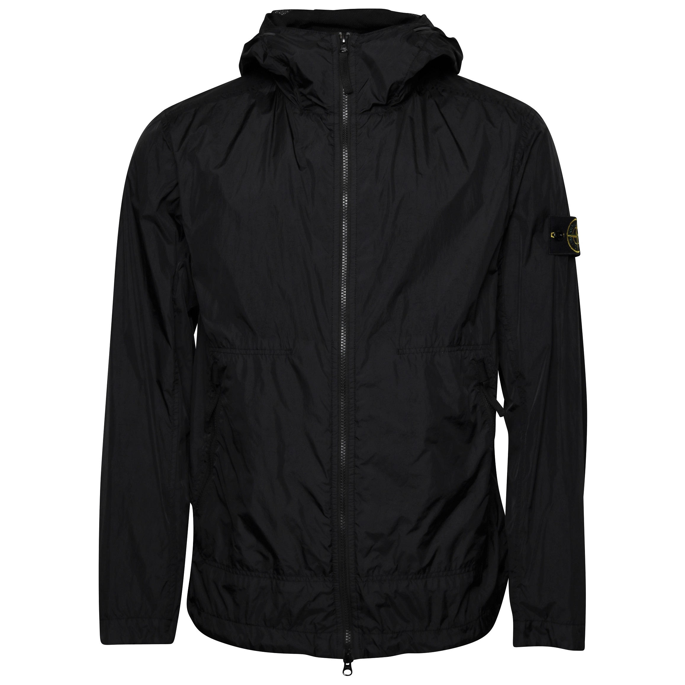 Stone Island Garment Dyed Crinkle Reps Hooded Light Jacket in Black XL