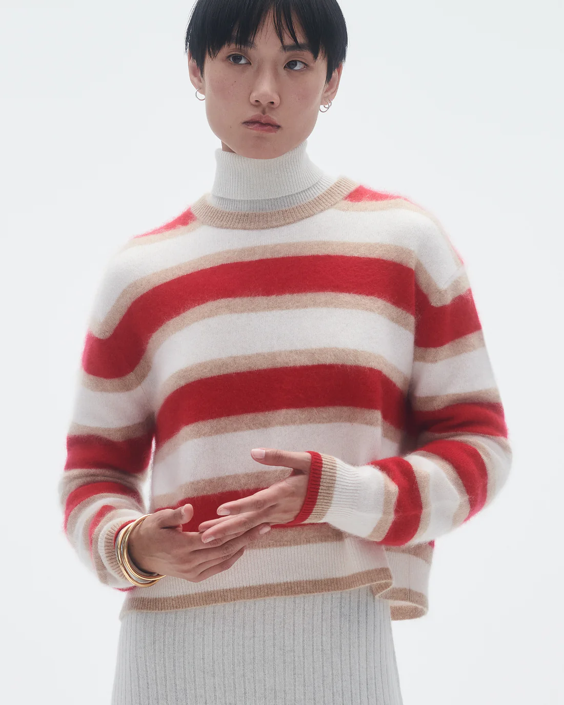 GUEST IN RESIDENCE Grizzly Stripe Cashmere Pullover in Red GUEST IN RESIDENCE Grizzly Stripe Cashmere Pullover in Red