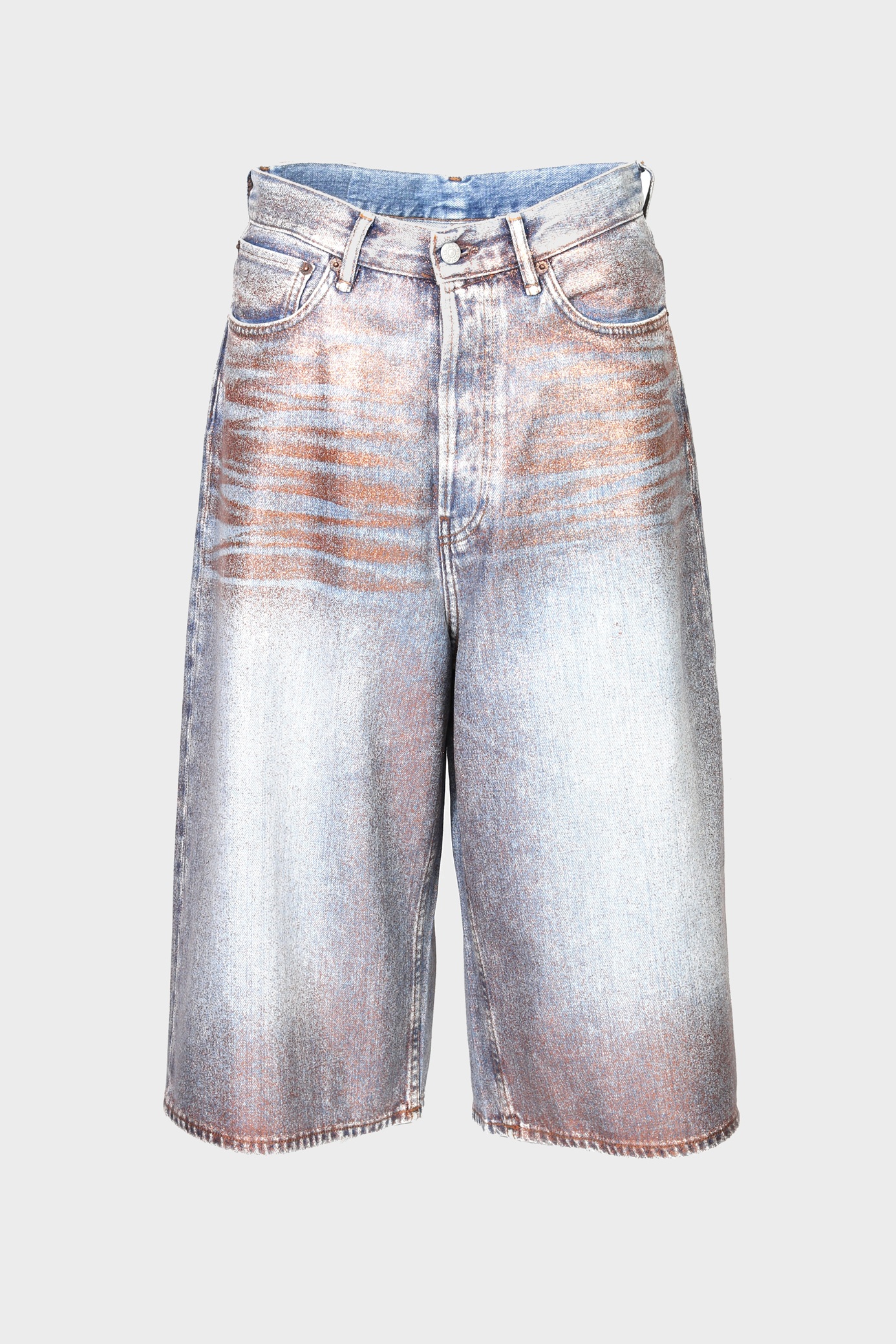 ACNE STUDIOS Baggy Fit Shorts Glitter Dawn Pant in Rose Copper/Light Blue