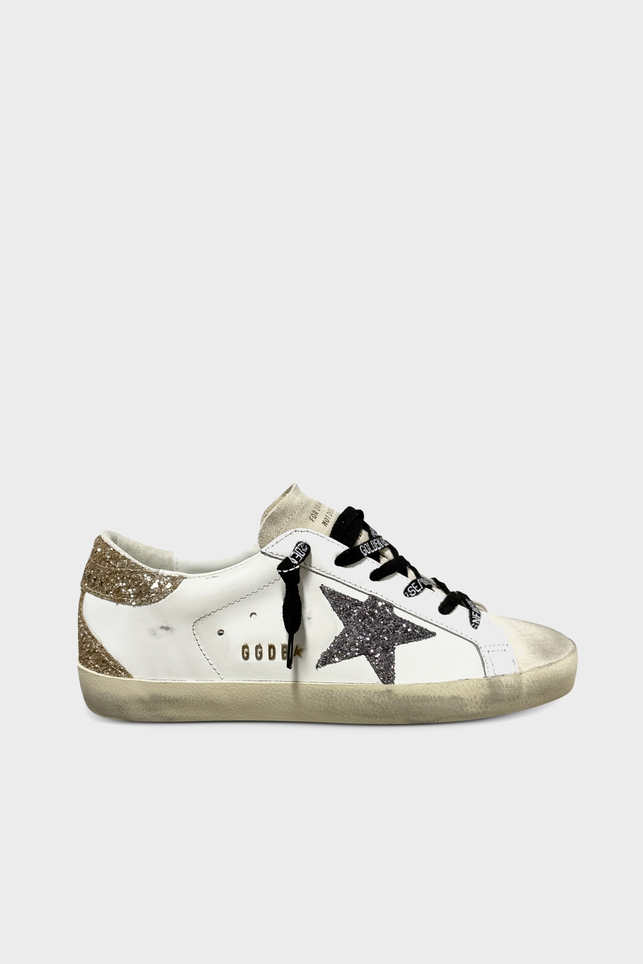 GOLDEN GOOSE Super-Star Glitter Star in Optic White/Seedpearl