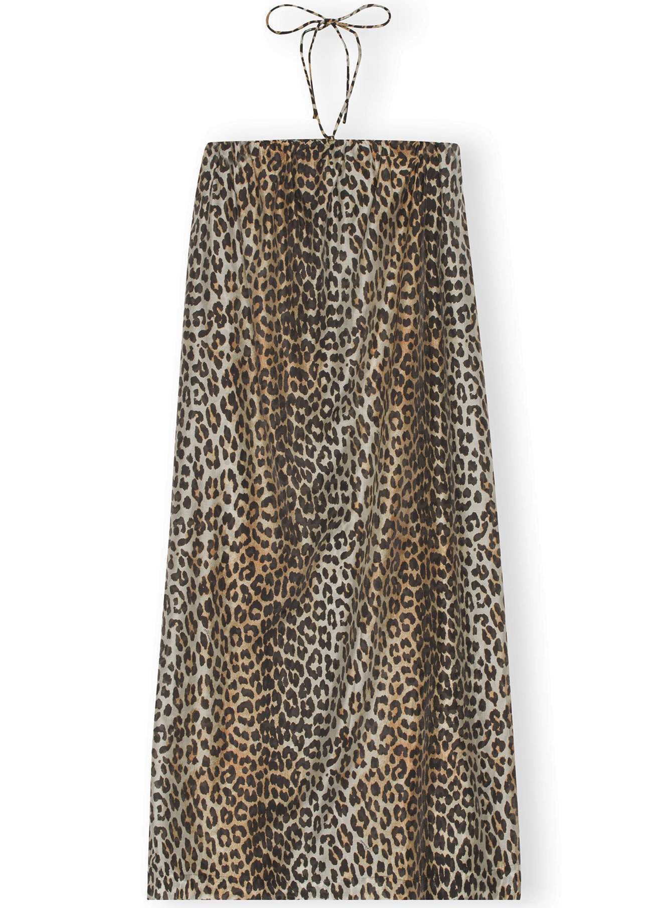 GANNI Sheer Voile Maxi Strap Dress in Leopard 40