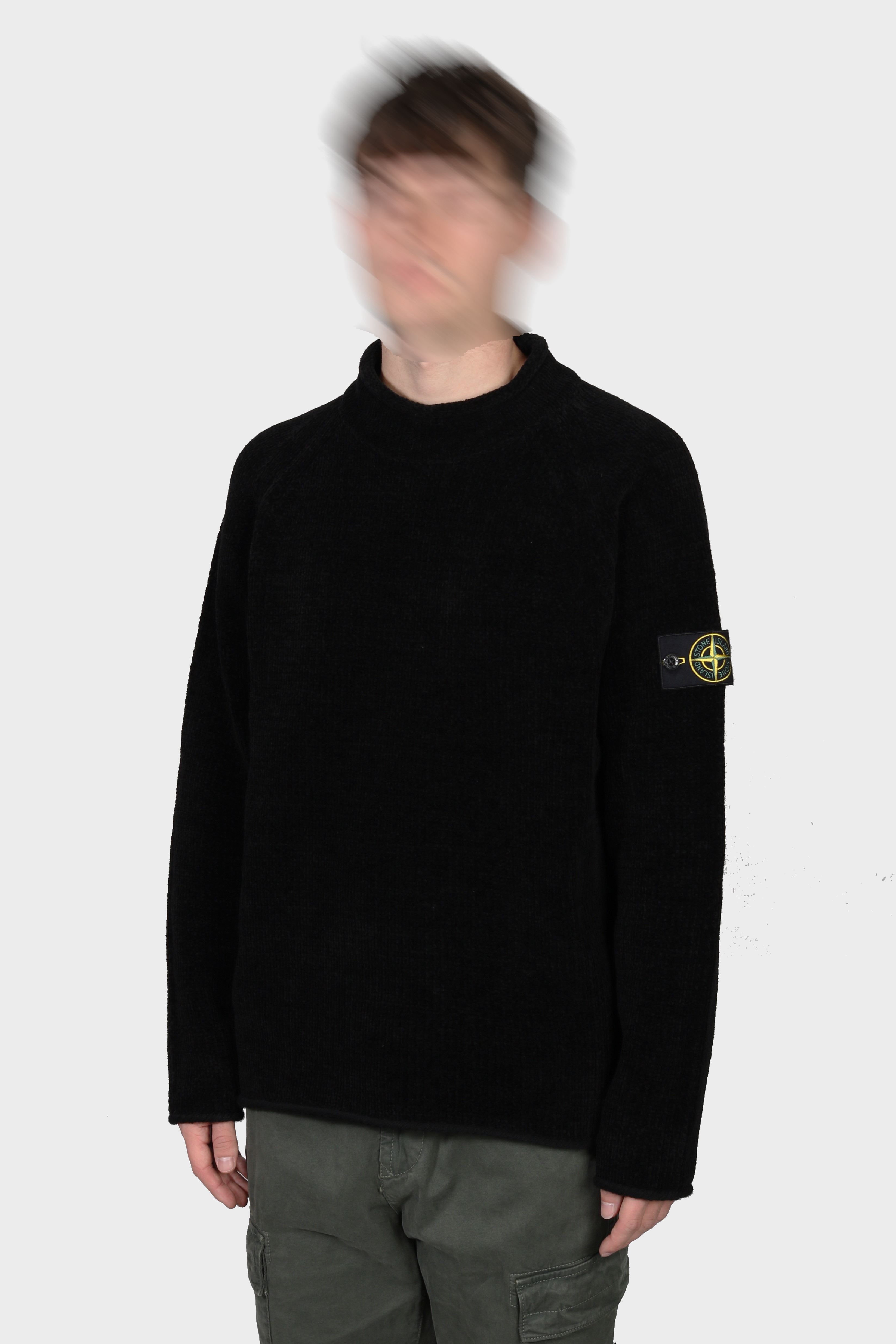 STONE ISLAND Super Soft Cotton Knit Pullover in Black 3XL