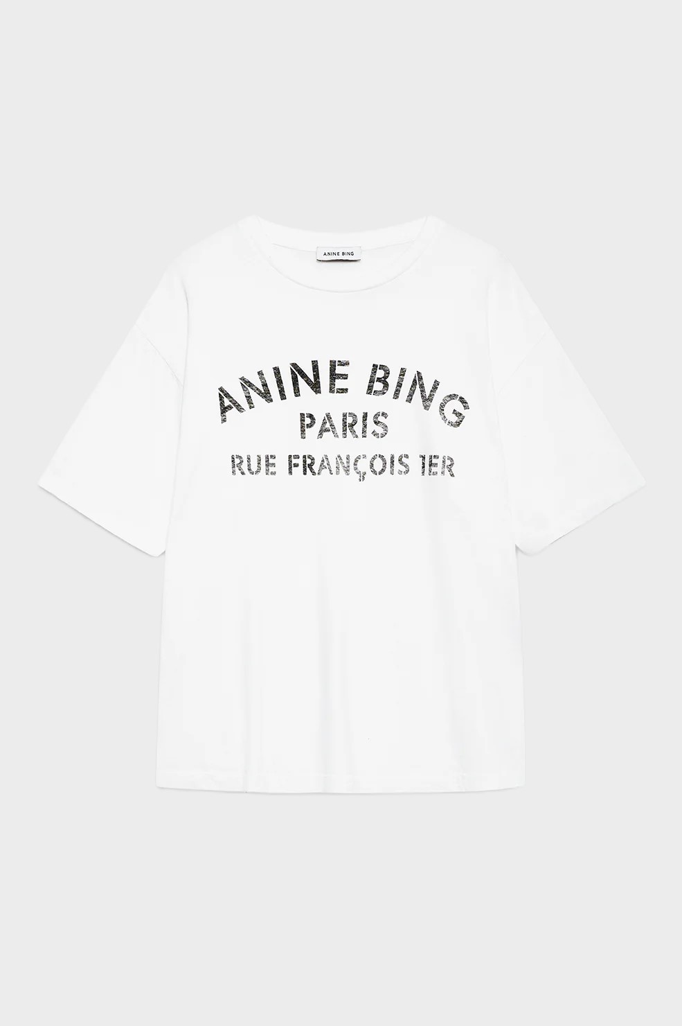 ANINE BING Paris Stencil Relaxed Boxy Fit T-Shirt in Ivory