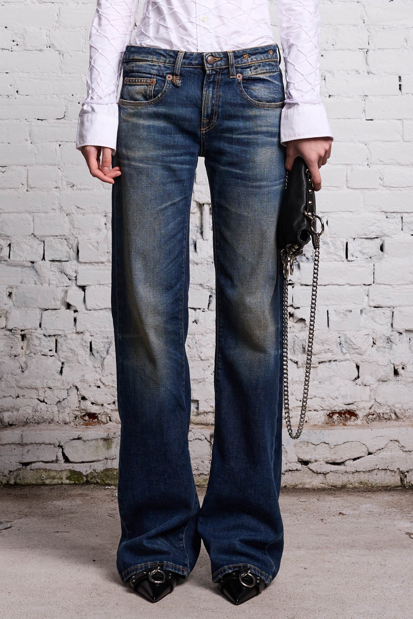 R13 Boy Flare Jeans in Ansel Blue