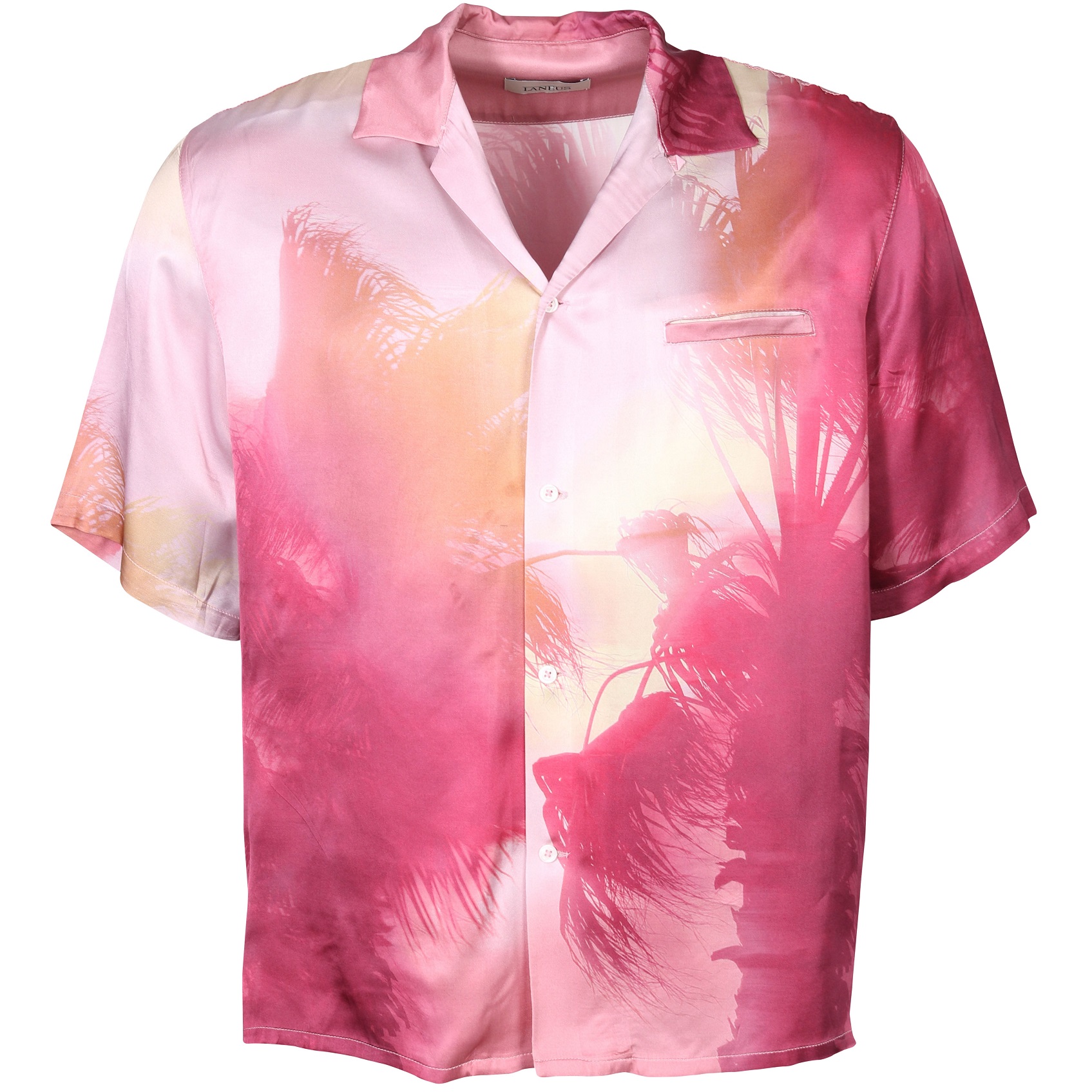 LANEUS Shaded Palms Bowling Shirt in Rose