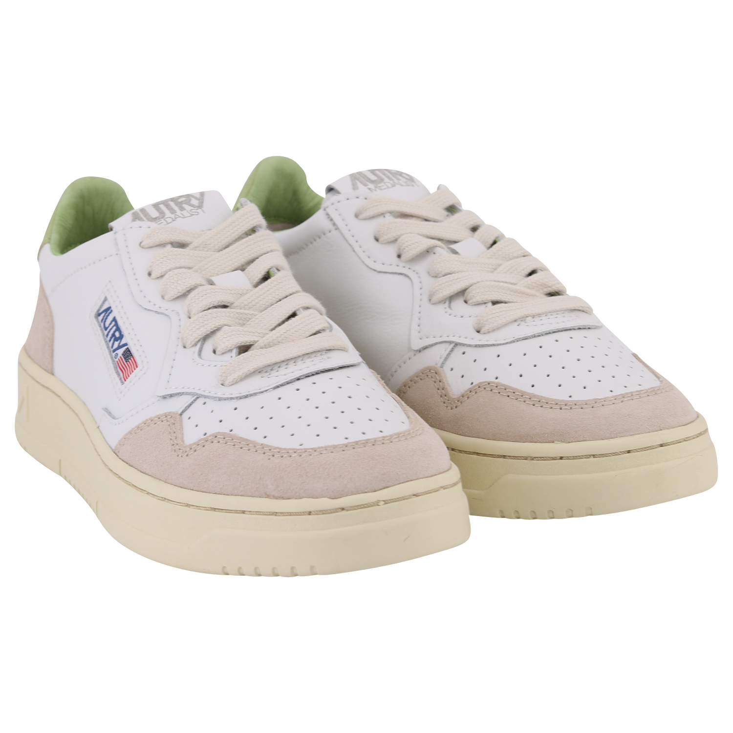 Autry Action Shoes Vintage Suede White/Light Green 39