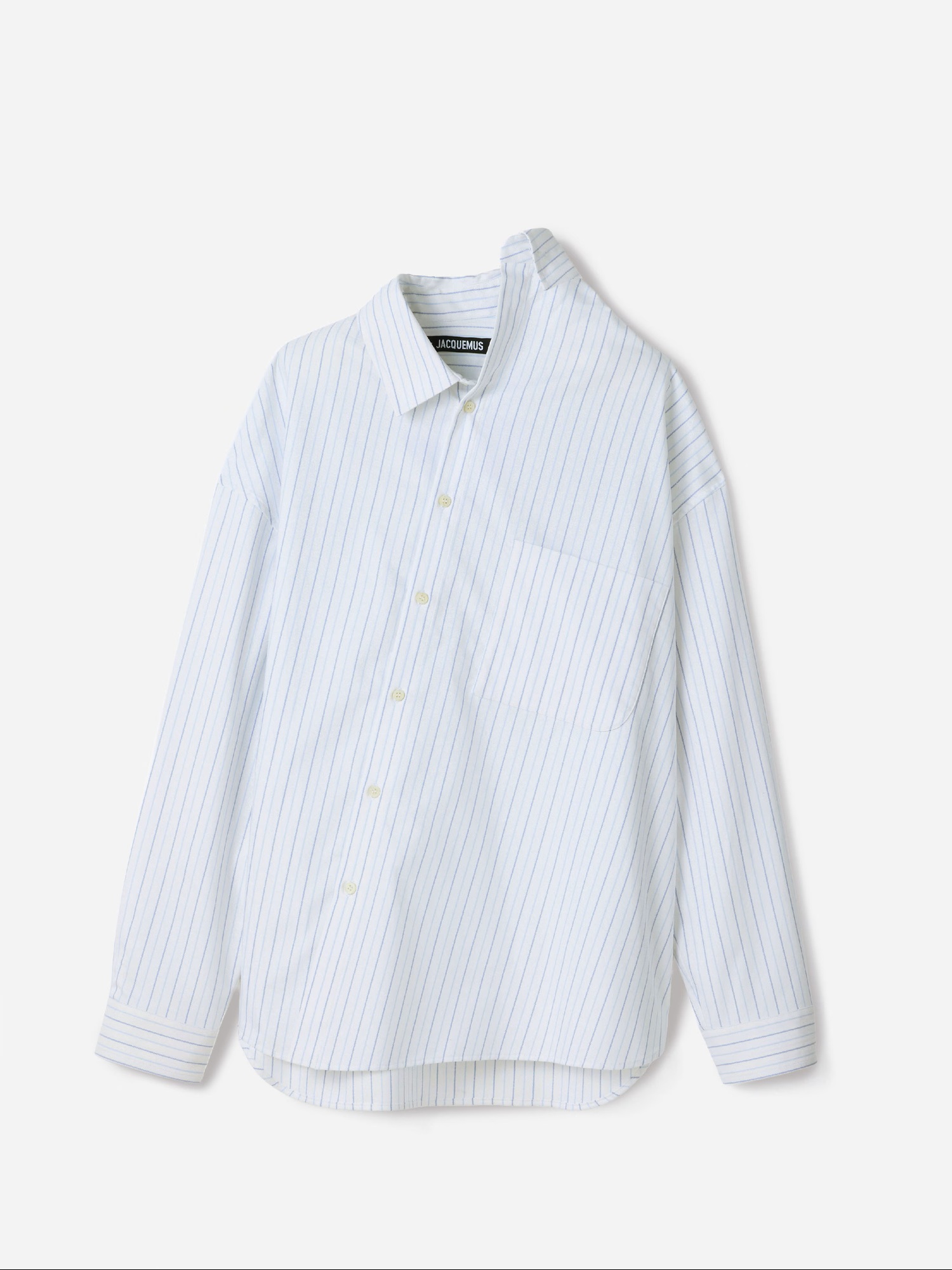 JACQUEMUS Cuadro Stripe Shirt in White/Blue