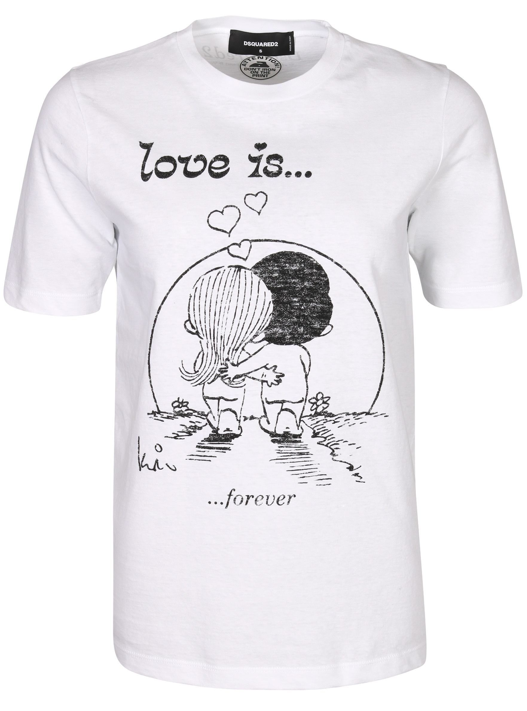 Dsquared T-Shirt White Black Printed Love