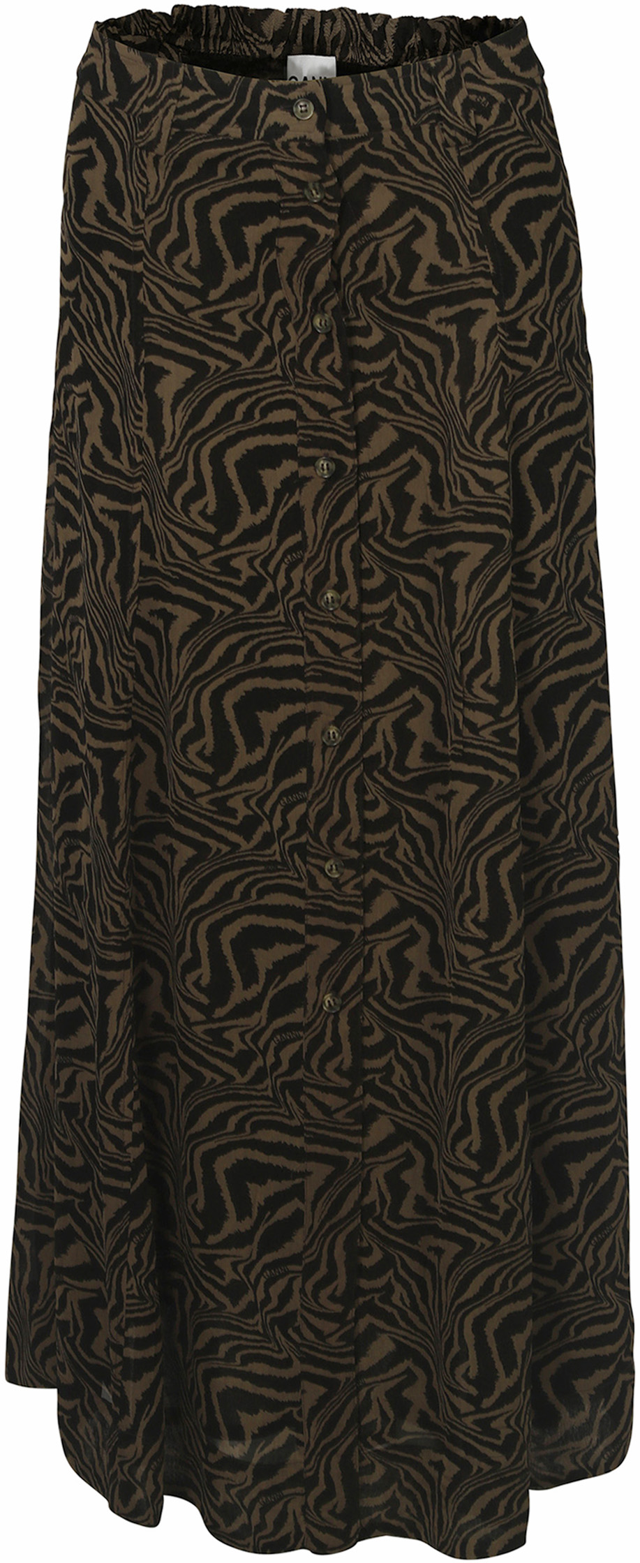 Ganni Long Skirt Zebra Print Olive/Black